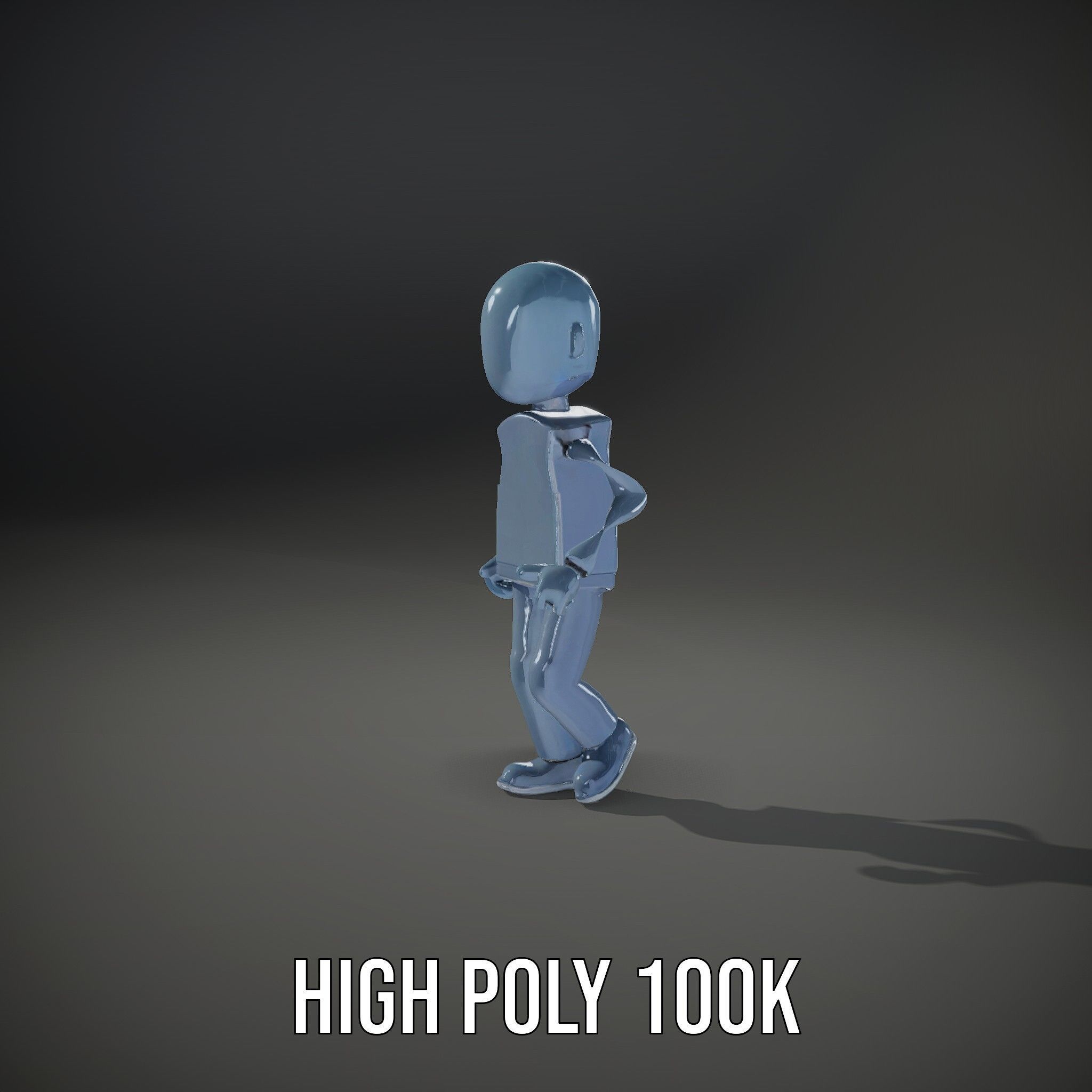 Simple Blue Humanoid Model Rigged and Animated Low-poly 3D model_11
