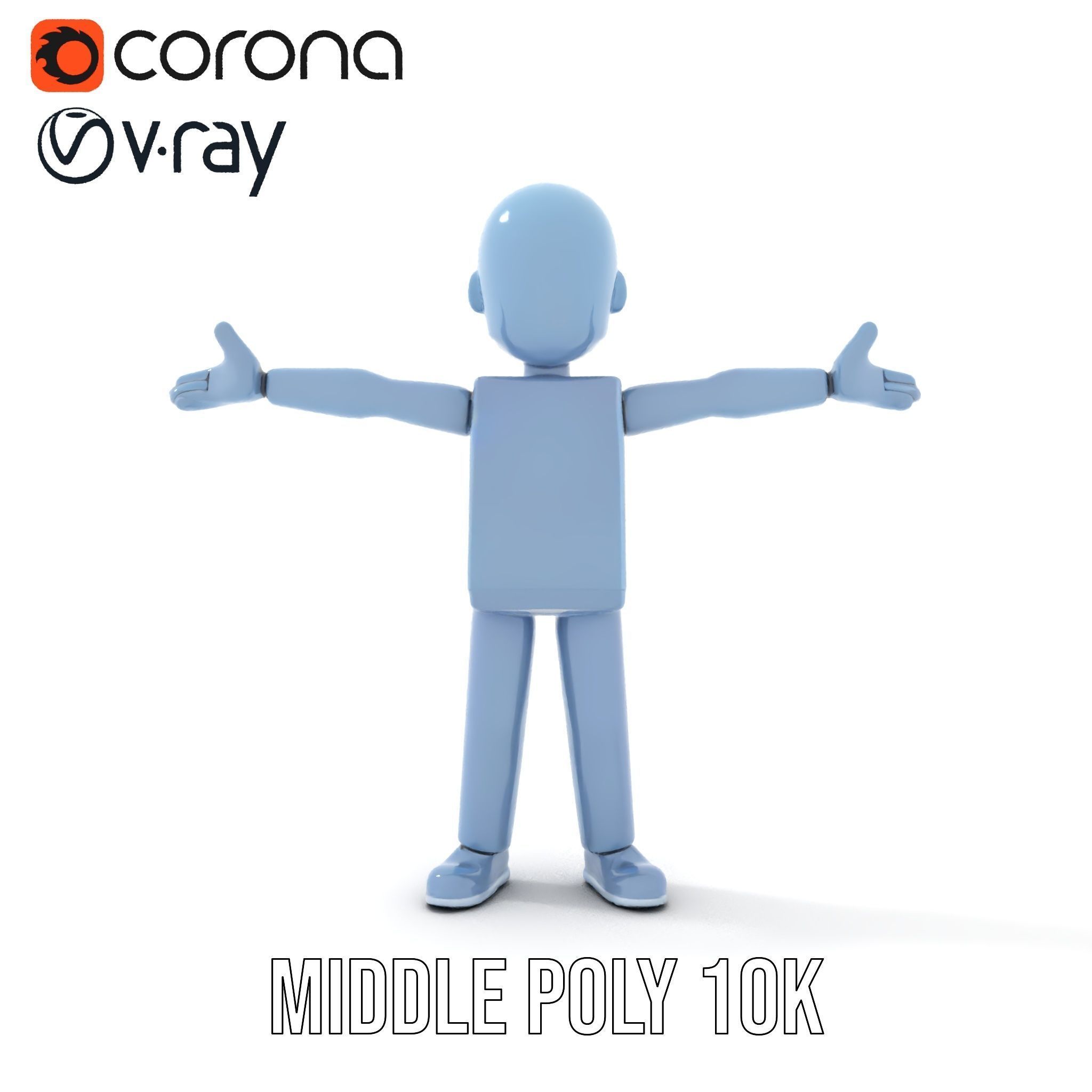 Simple Blue Humanoid Model Rigged and Animated Low-poly 3D model_29