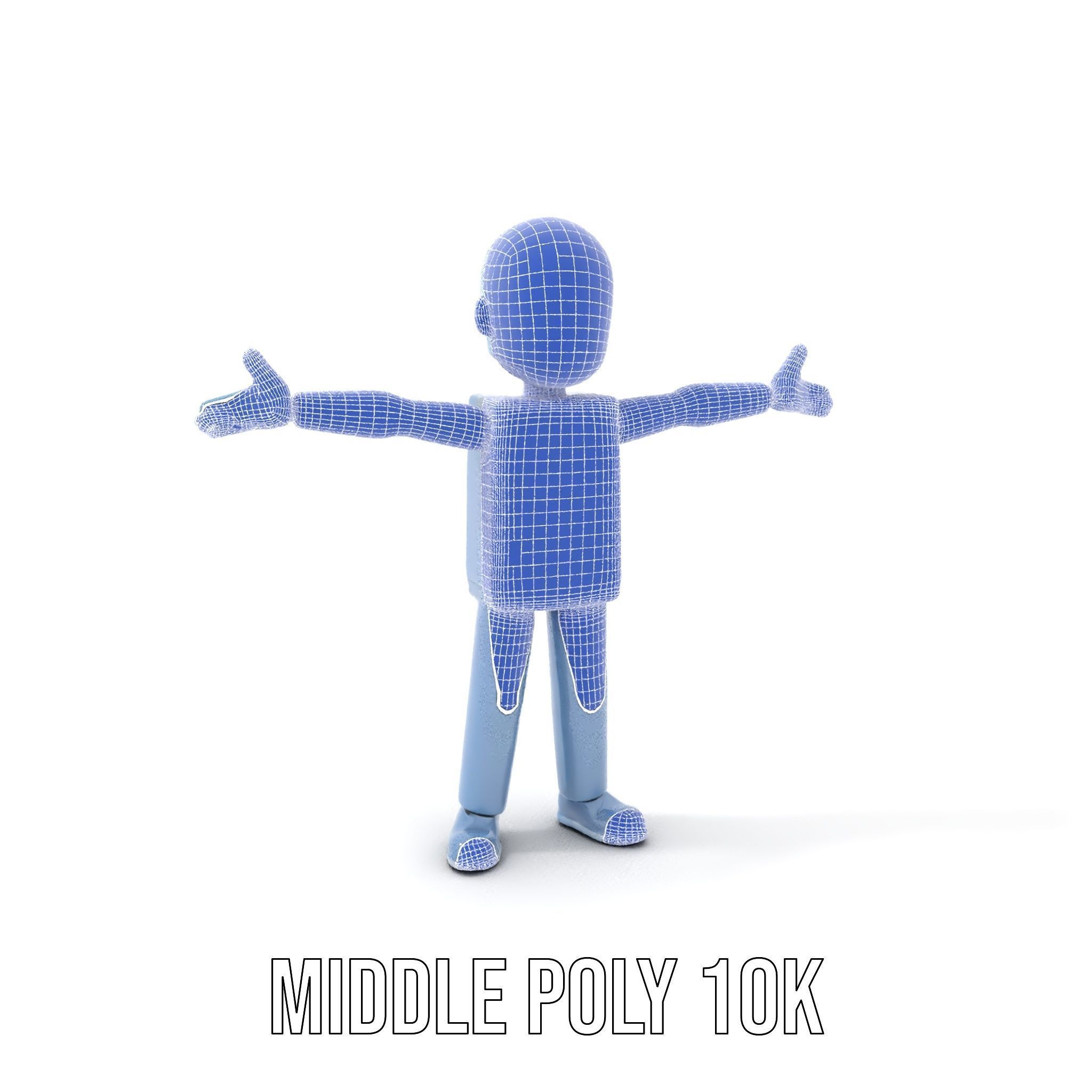 Simple Blue Humanoid Model Rigged and Animated Low-poly 3D model_21