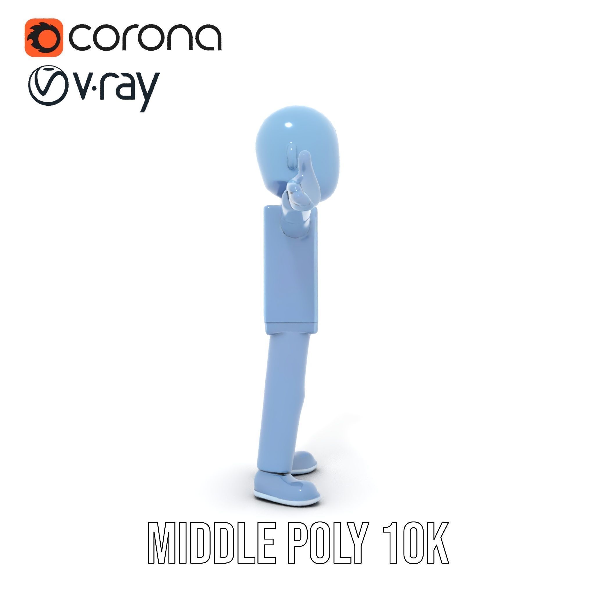 Simple Blue Humanoid Model Rigged and Animated Low-poly 3D model_15