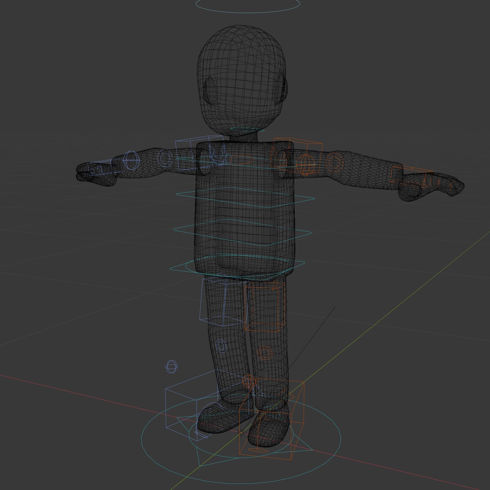 Simple Blue Humanoid Model Rigged and Animated Low-poly 3D model_5