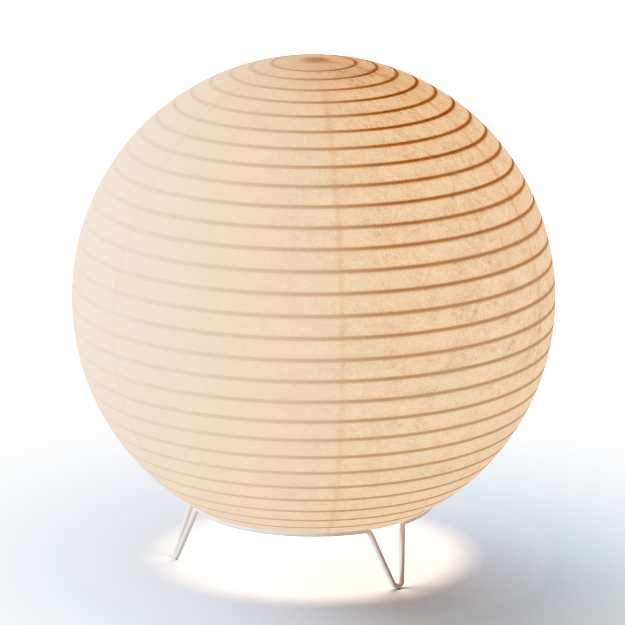 Round LED Japanese Style Lantern Rice Paper Desk Lamp 3D model_4