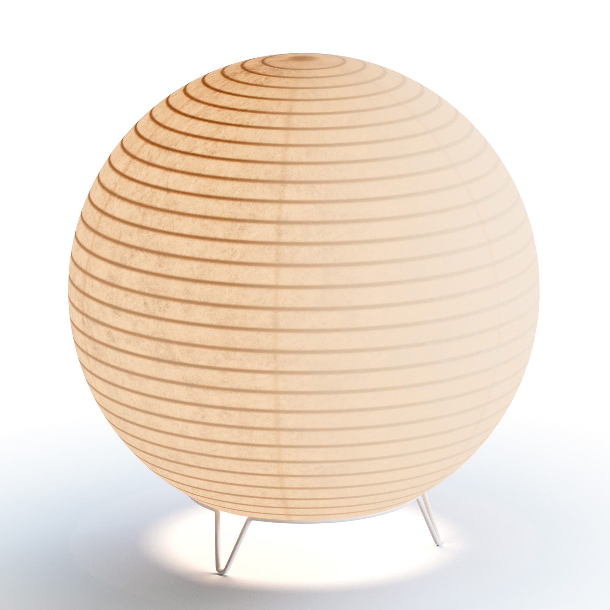 Round LED Japanese Style Lantern Rice Paper Desk Lamp 3D model_10