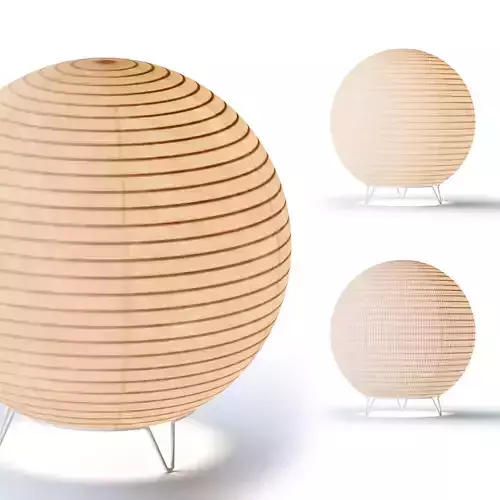 Round LED Japanese Style Lantern Rice Paper Desk Lamp 3D model