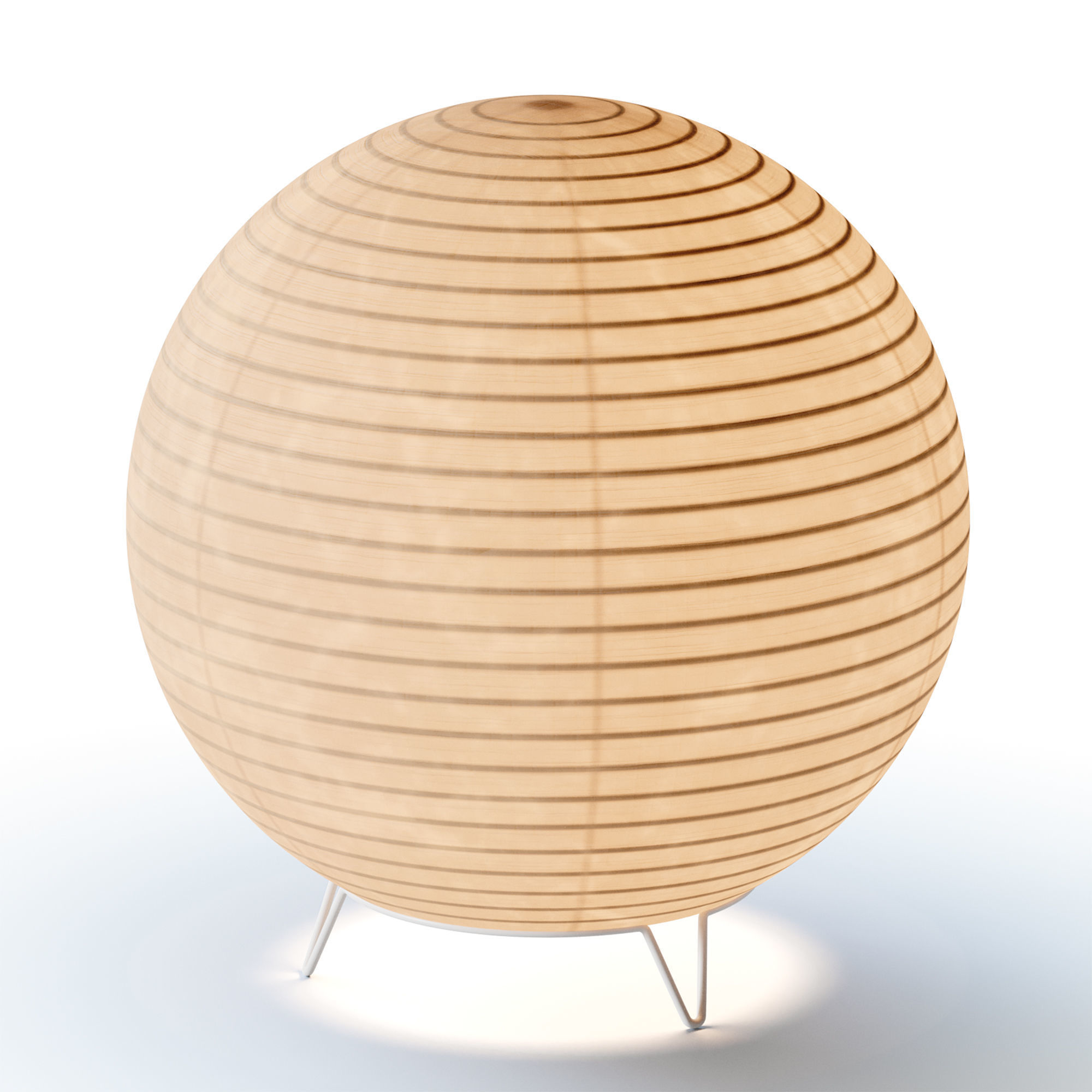 Round LED Japanese Style Lantern Rice Paper Desk Lamp 3D model_1
