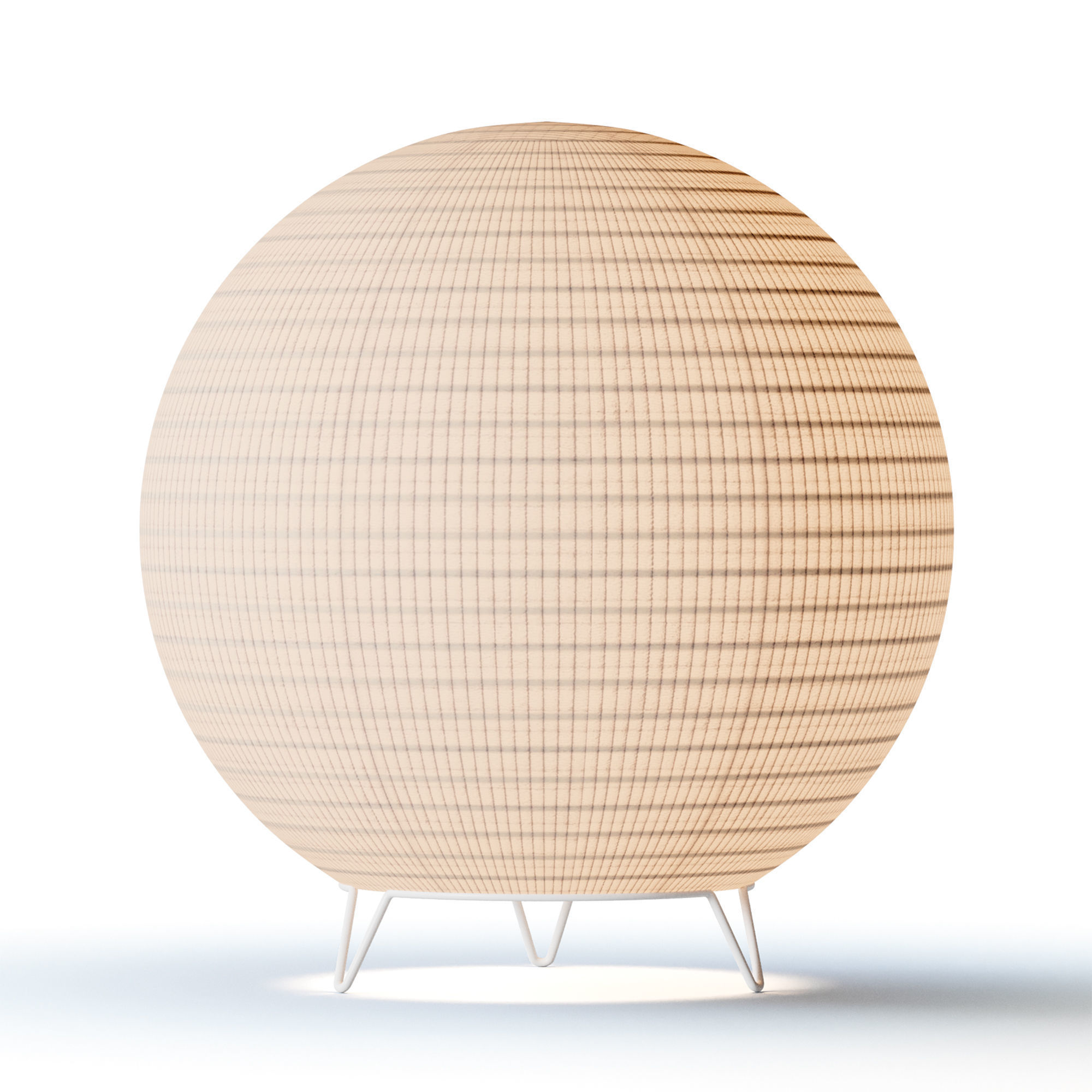 Round LED Japanese Style Lantern Rice Paper Desk Lamp 3D model_7