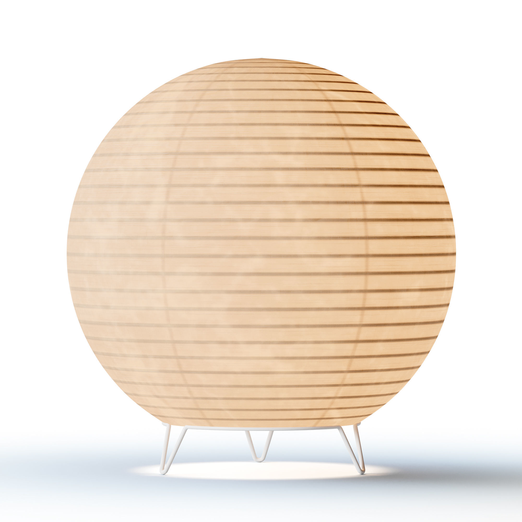 Round LED Japanese Style Lantern Rice Paper Desk Lamp 3D model_2