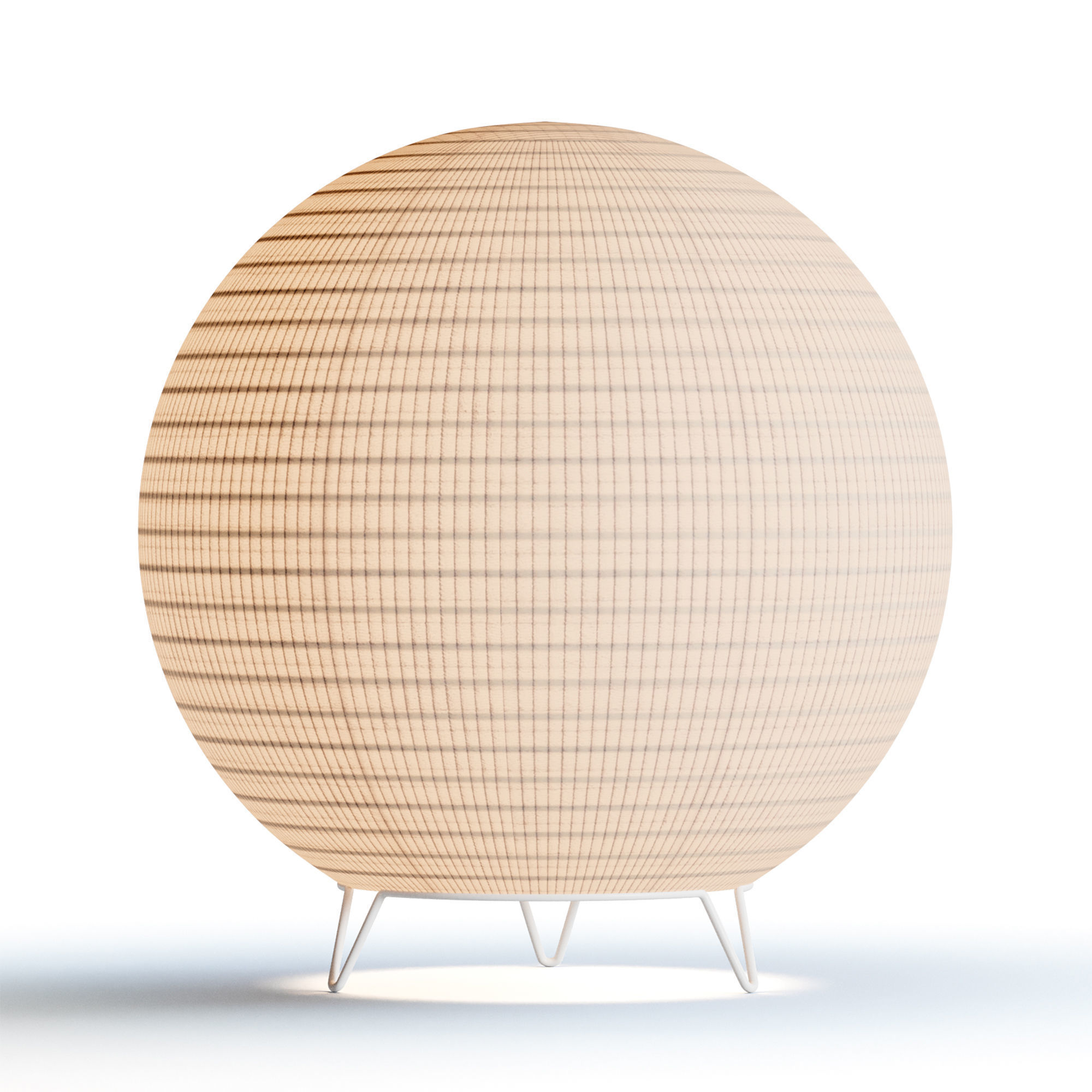 Round LED Japanese Style Lantern Rice Paper Desk Lamp 3D model_11