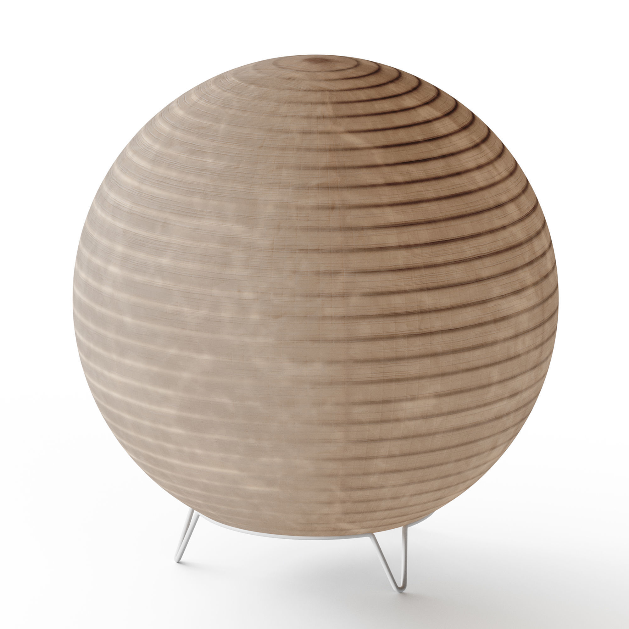 Round LED Japanese Style Lantern Rice Paper Desk Lamp 3D model_5