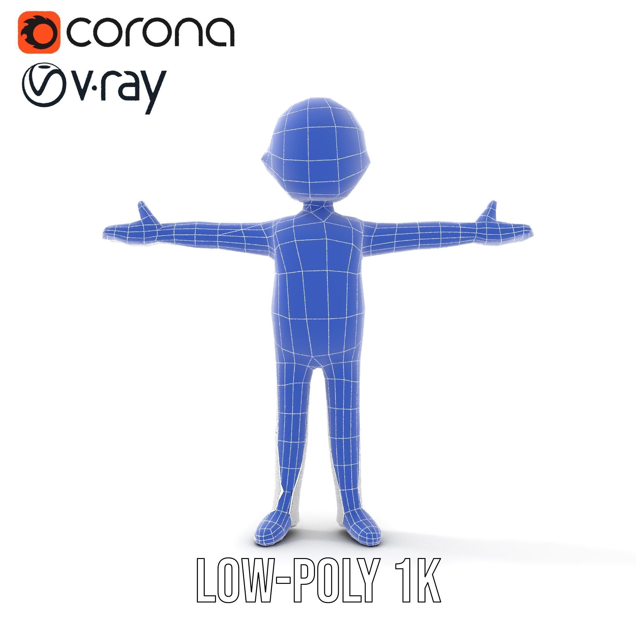 Simple Blank Base Model Rigged and Animated Low-poly 3D model_28