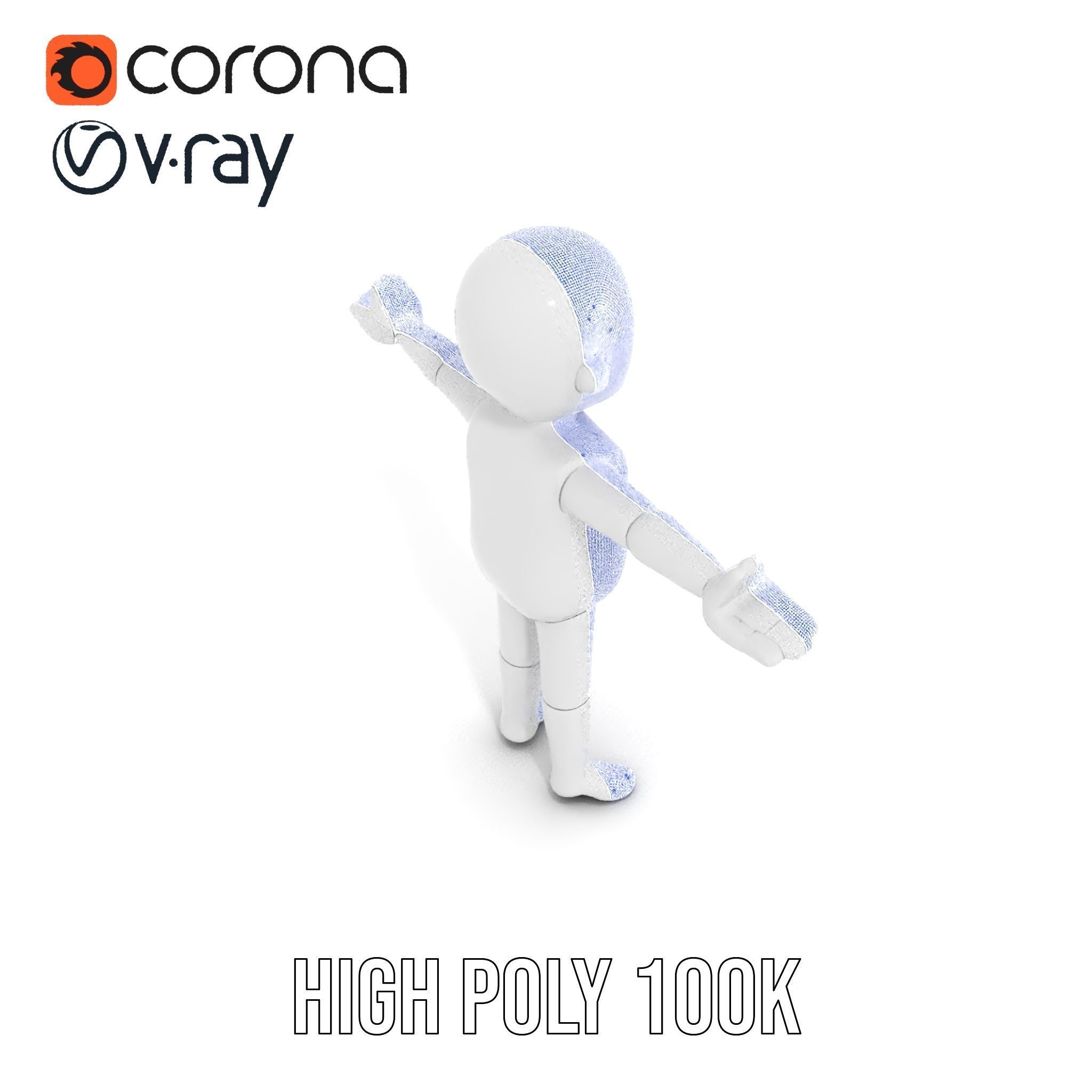 Simple Blank Base Model Rigged and Animated Low-poly 3D model_32