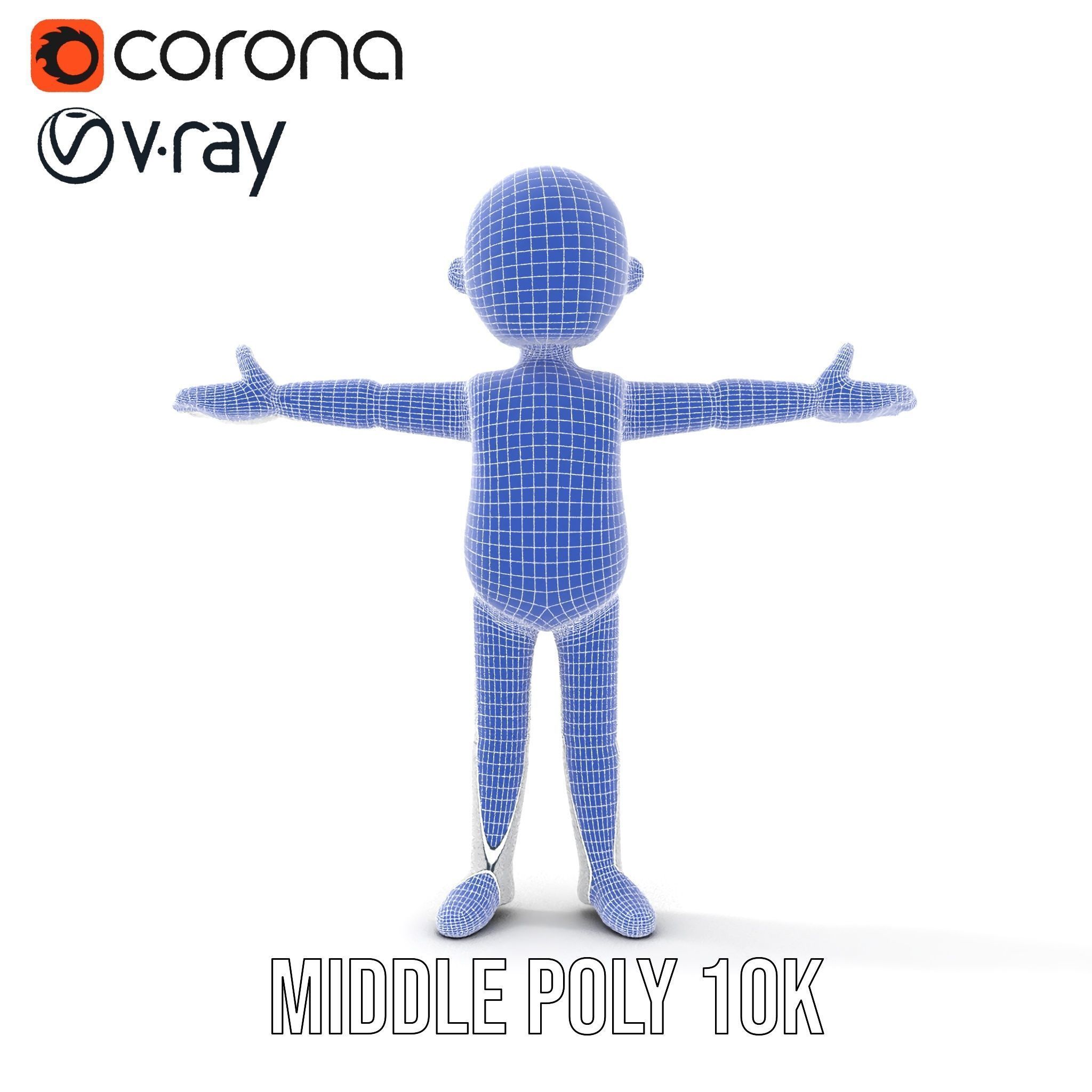 Simple Blank Base Model Rigged and Animated Low-poly 3D model_27