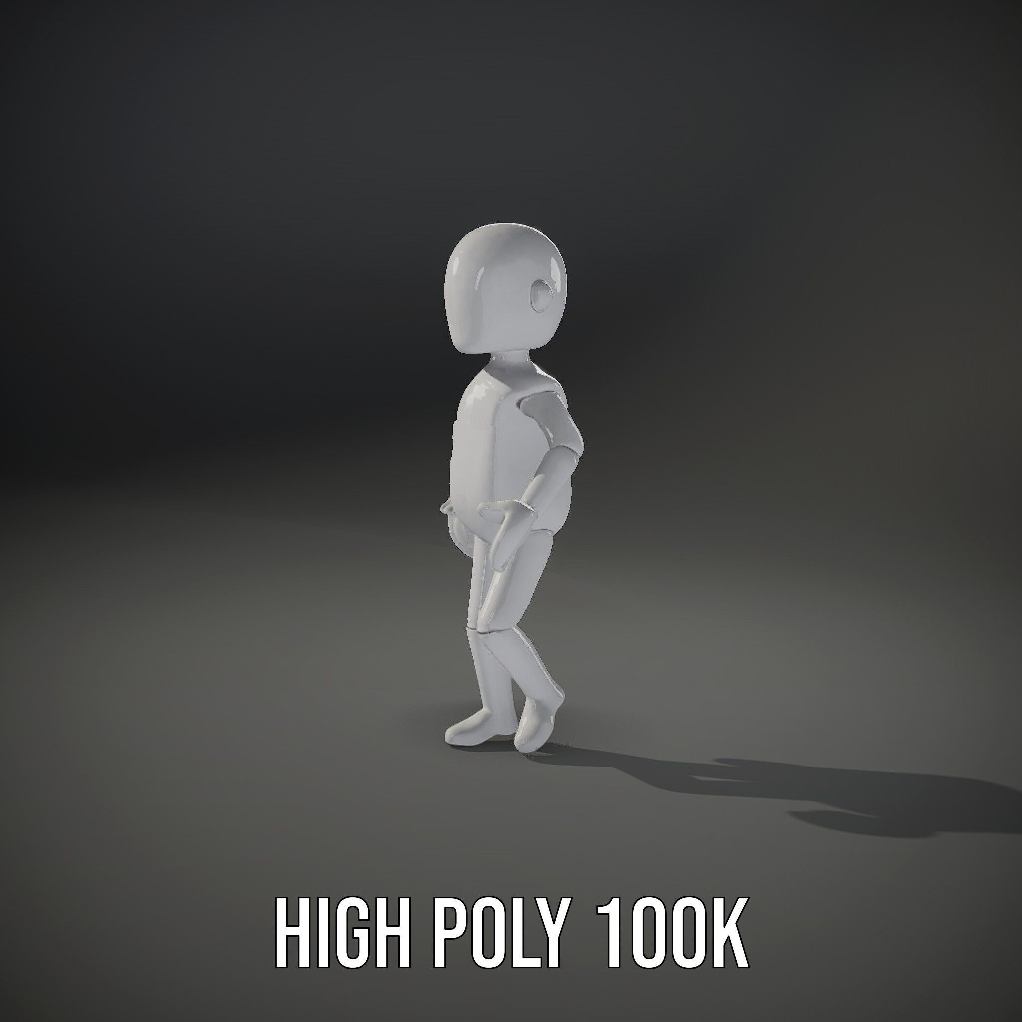 Simple Blank Base Model Rigged and Animated Low-poly 3D model_12