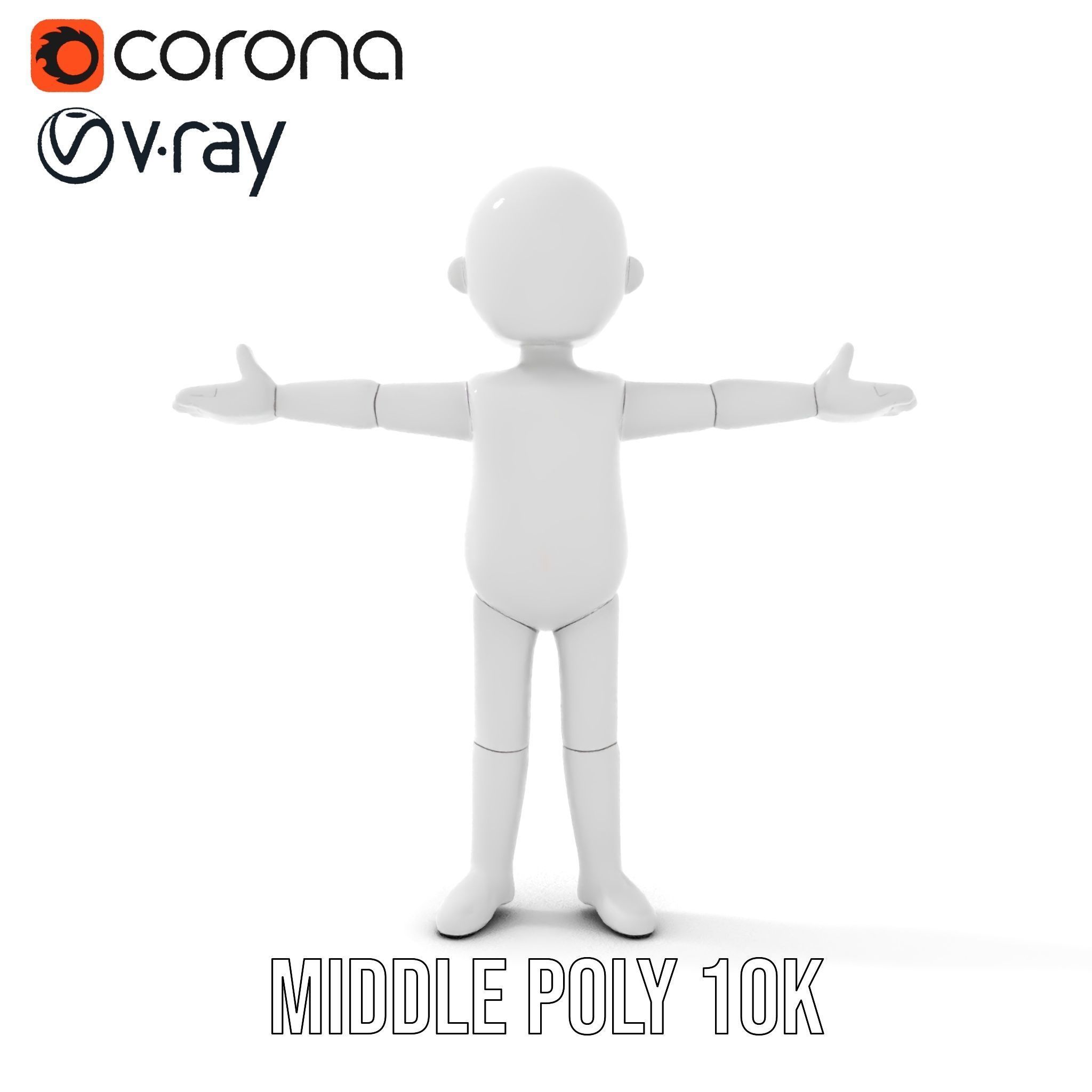 Simple Blank Base Model Rigged and Animated Low-poly 3D model_30