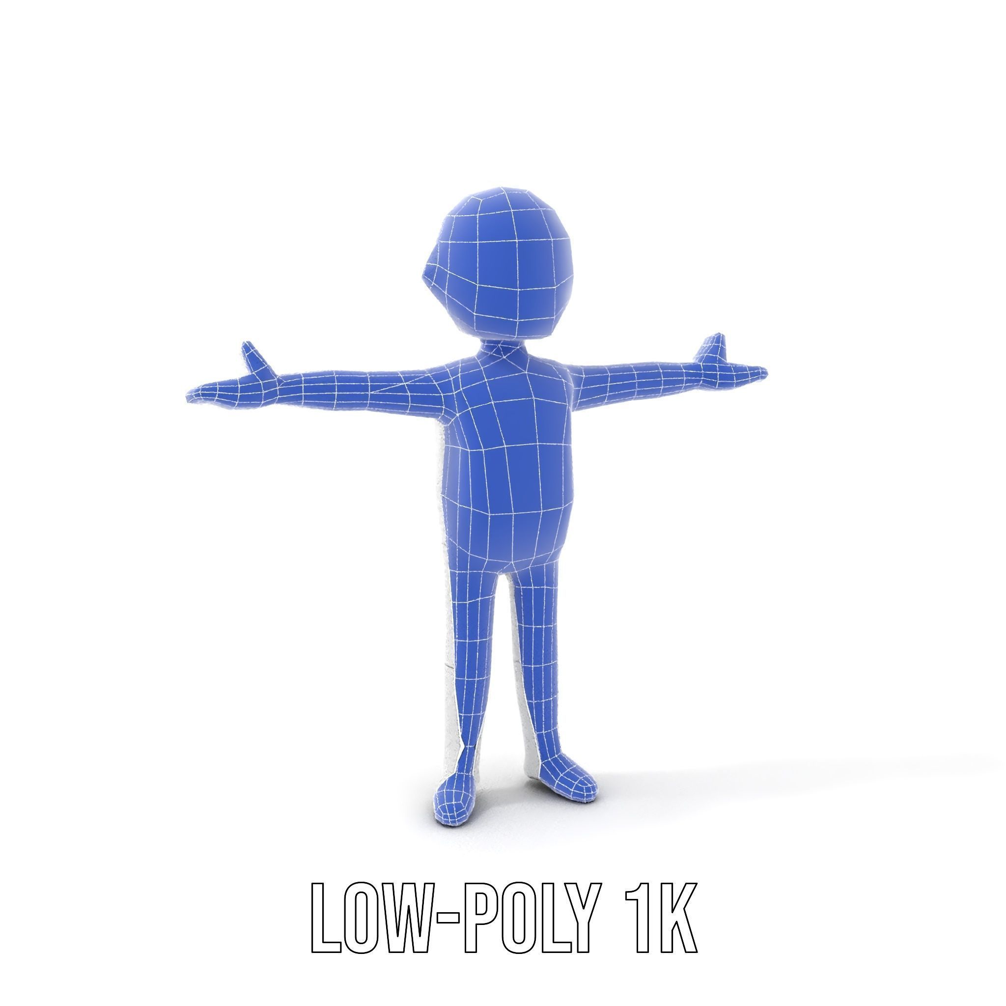 Simple Blank Base Model Rigged and Animated Low-poly 3D model_22