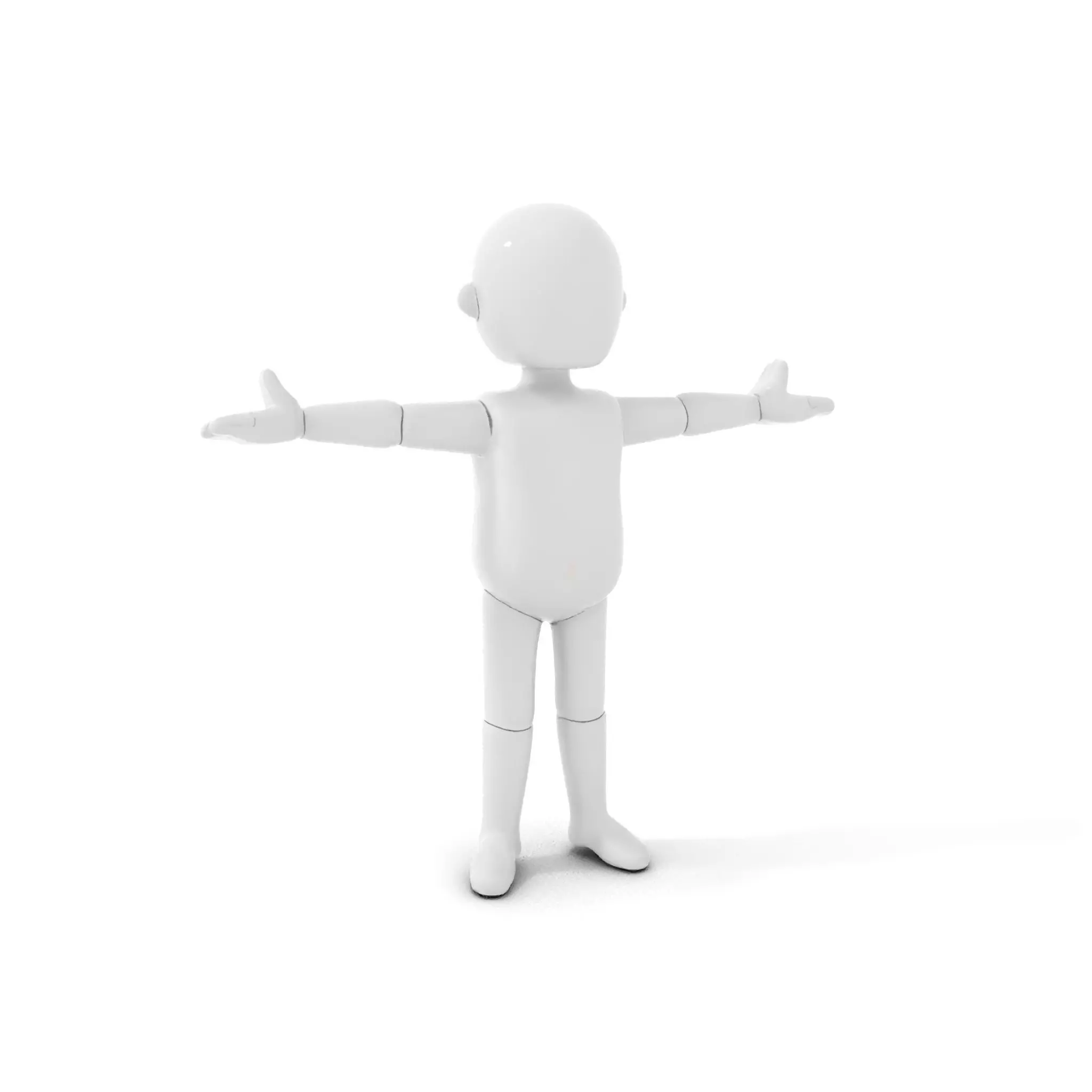 Simple Blank Base Model Rigged and Animated Low-poly 3D model_0