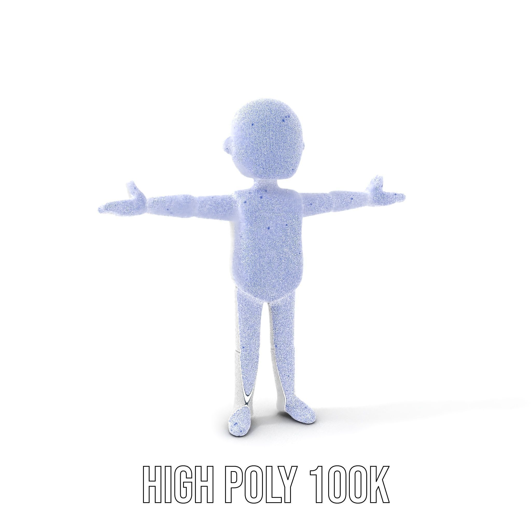 Simple Blank Base Model Rigged and Animated Low-poly 3D model_4