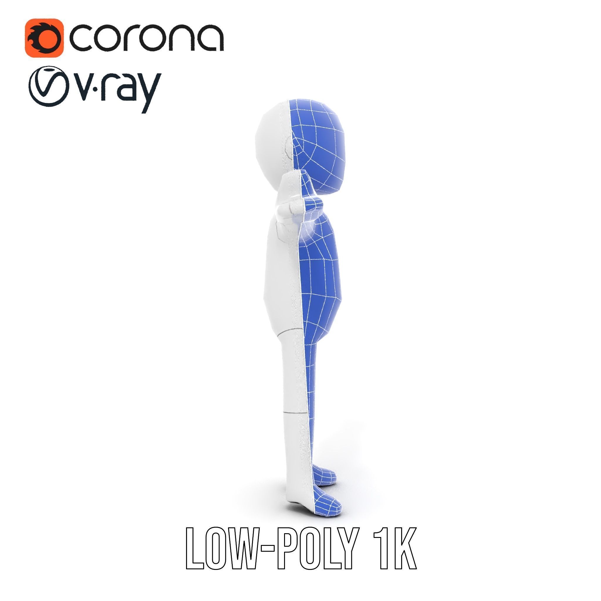 Simple Blank Base Model Rigged and Animated Low-poly 3D model_31