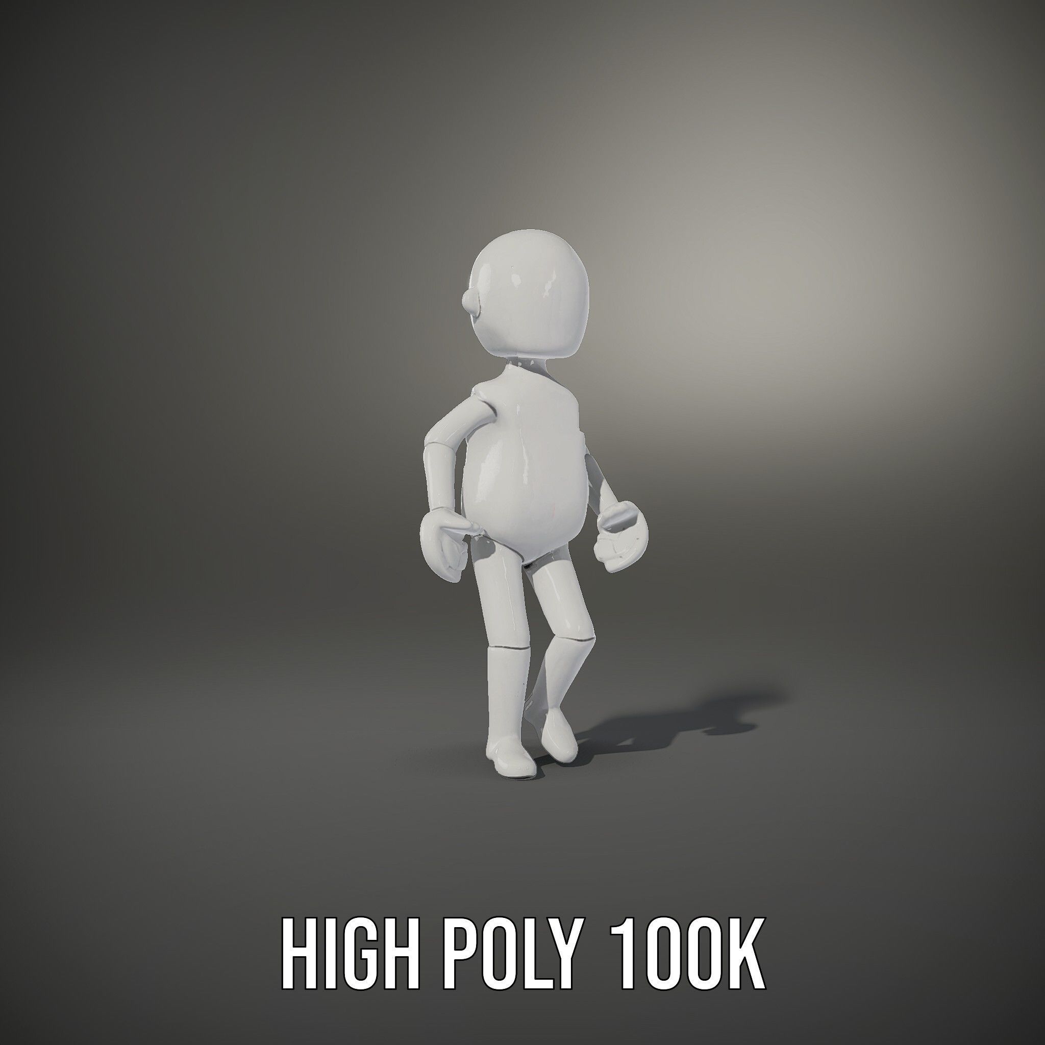 Simple Blank Base Model Rigged and Animated Low-poly 3D model_9