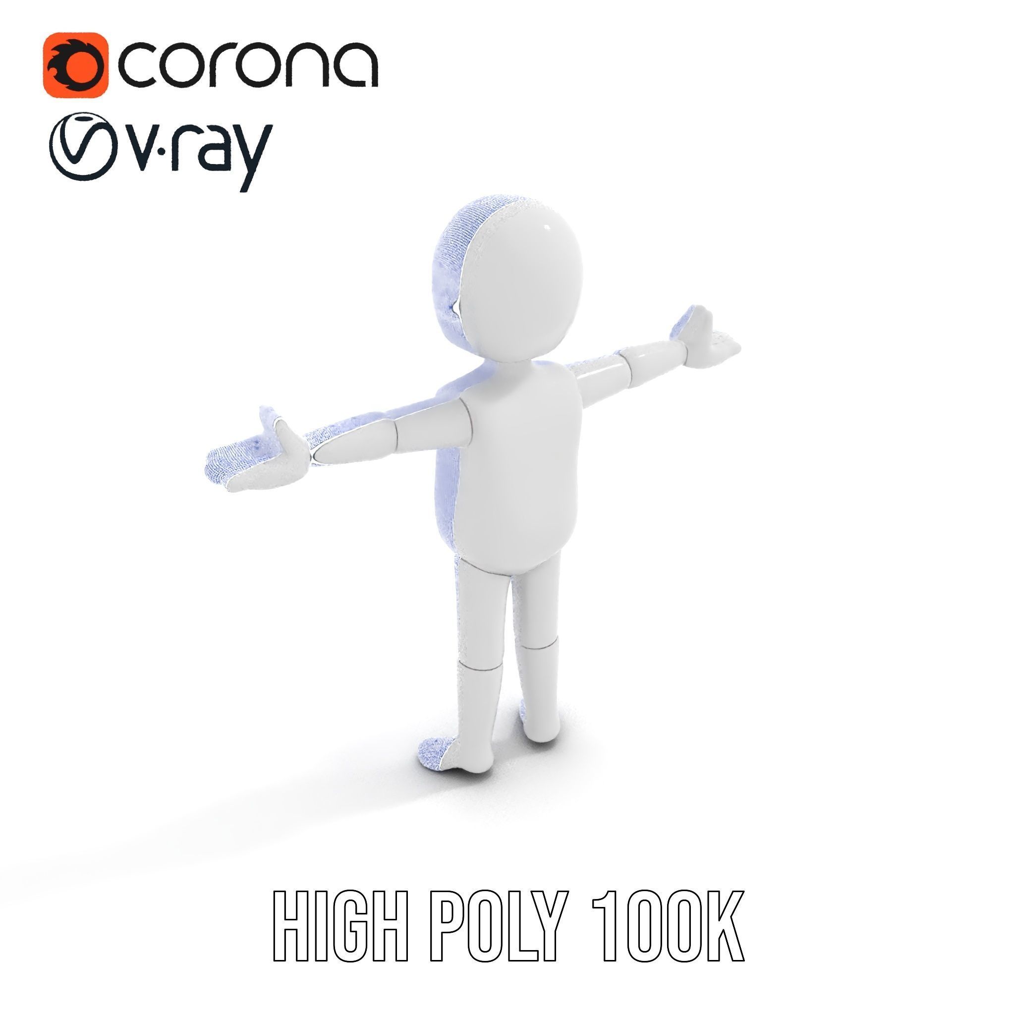 Simple Blank Base Model Rigged and Animated Low-poly 3D model_34