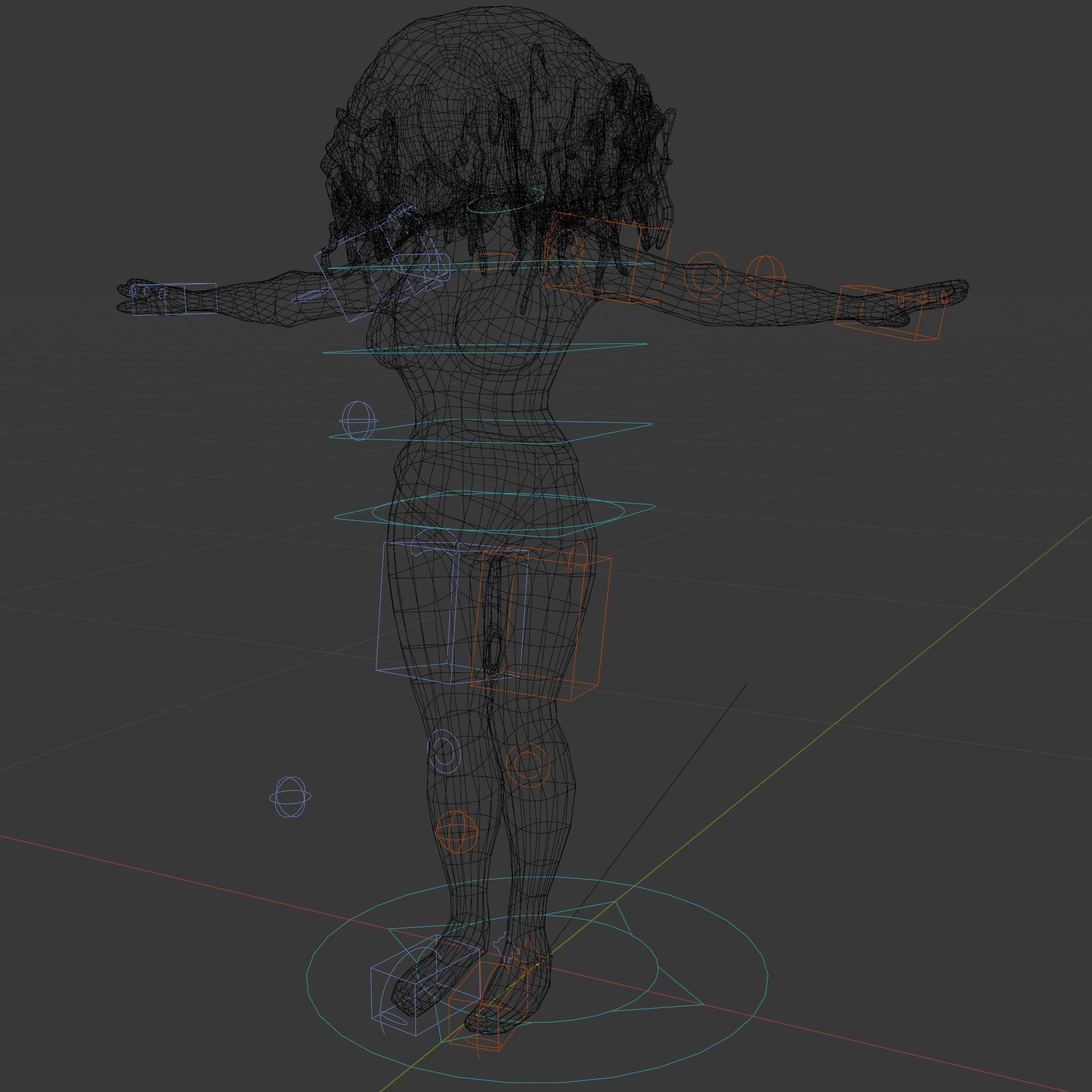 Curly Redhead Bikini Model Rigged and Animated Low-poly 3D model_6