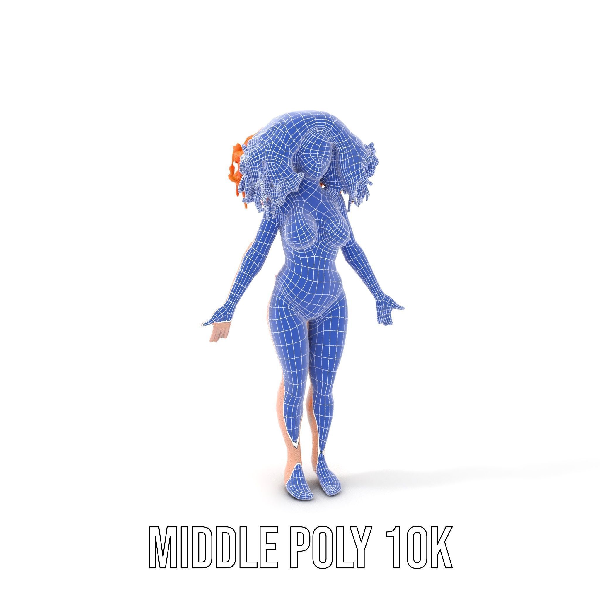 Curly Redhead Bikini Model Rigged and Animated Low-poly 3D model_26