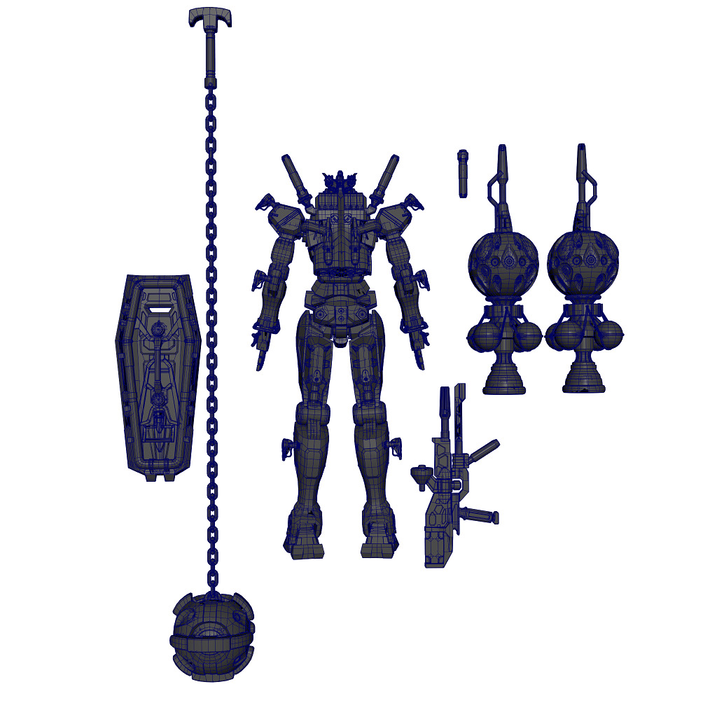 3D model Red Gundam GQuuuuuuX 3DModel NoRig NoTexture Low-poly 3D