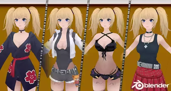 Grok Ani AI Companion ALL Outfits Blender MMD