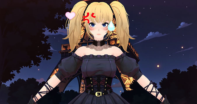 Grok Ani AI Companion Ani 3D Model Version Blender Low-poly 3D model