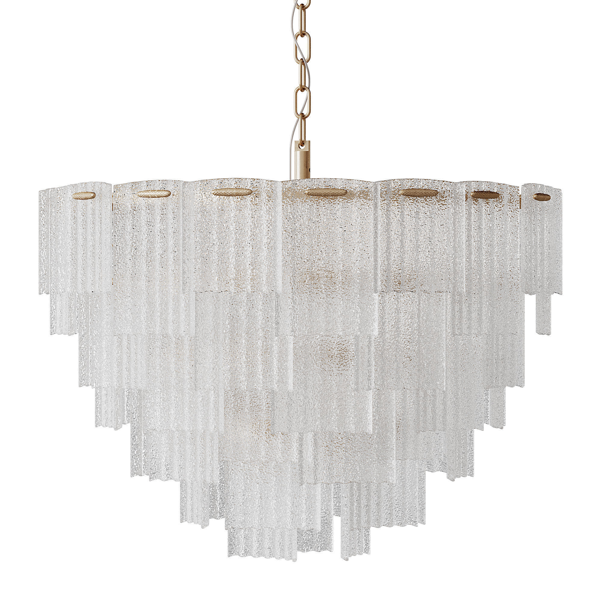 Round pendant chandelier made of ribbed glass light 3D model_9