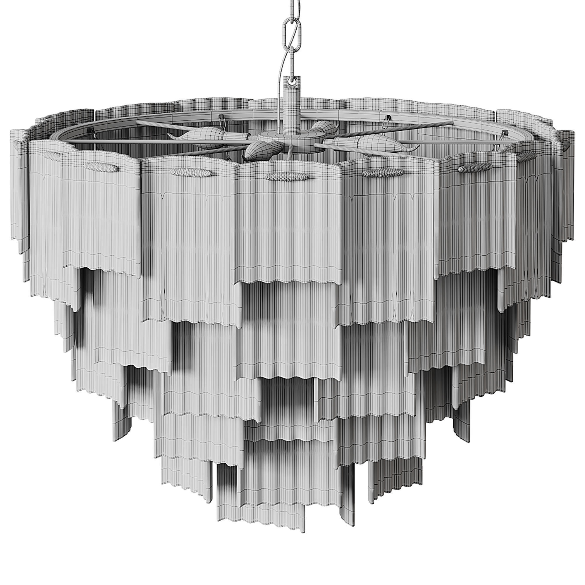 Round pendant chandelier made of ribbed glass light 3D model_14