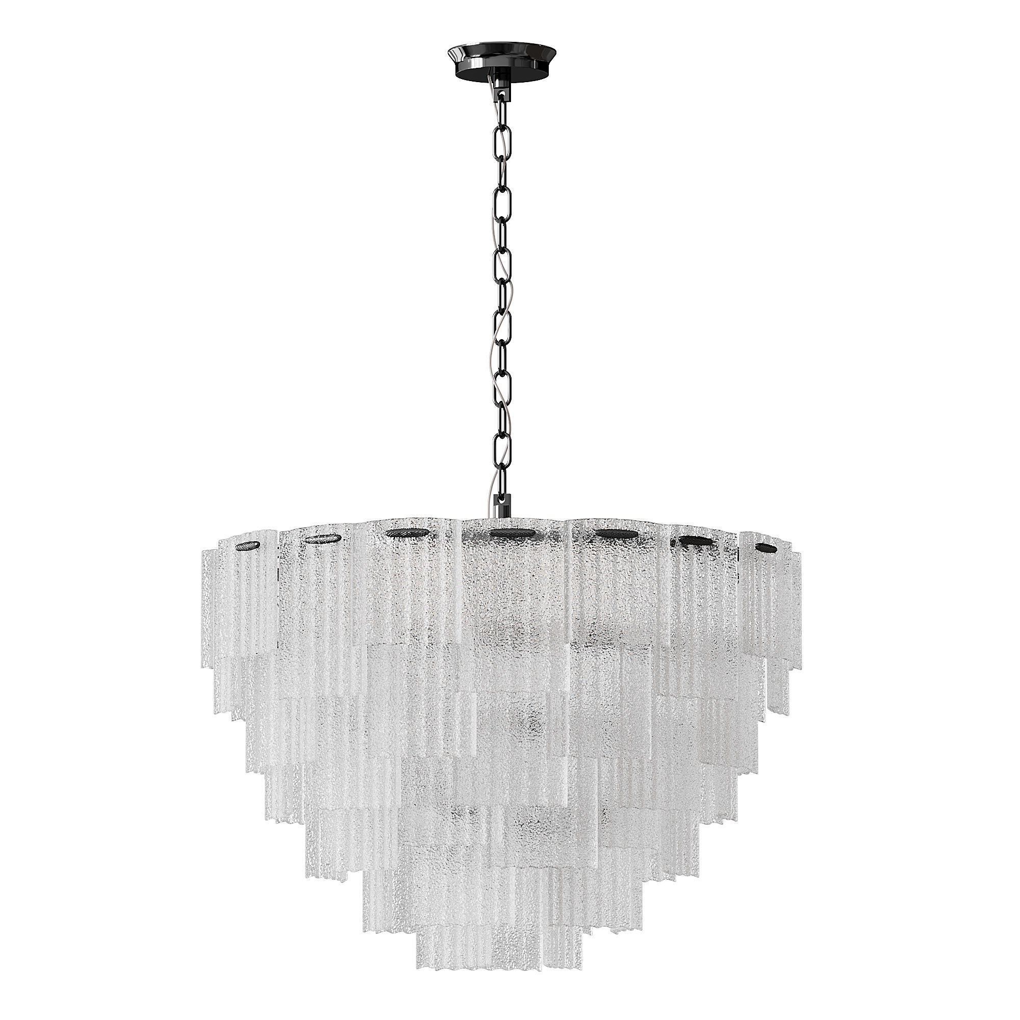 Round pendant chandelier made of ribbed glass light 3D model_8