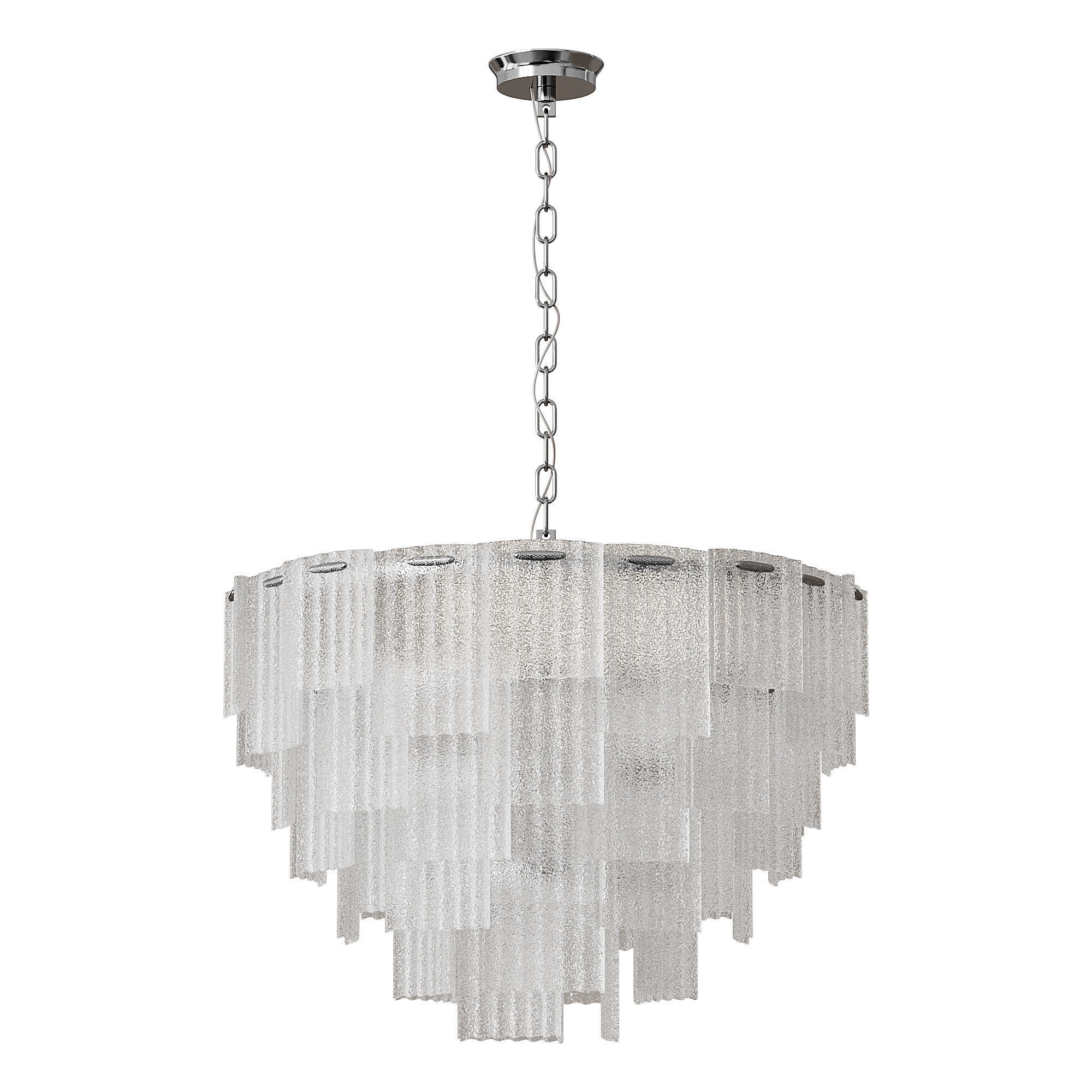 Round pendant chandelier made of ribbed glass light 3D model_2