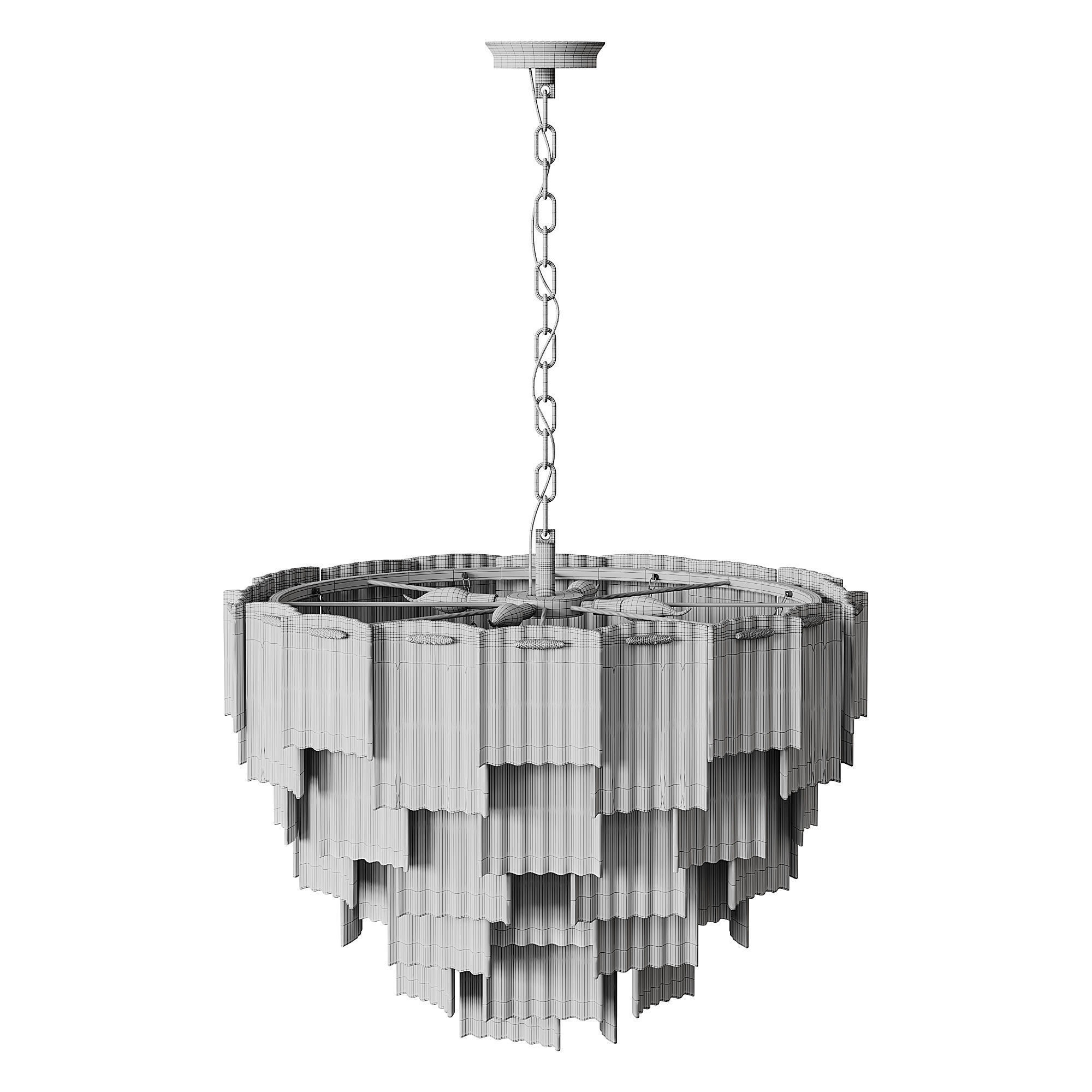 Round pendant chandelier made of ribbed glass light 3D model_13