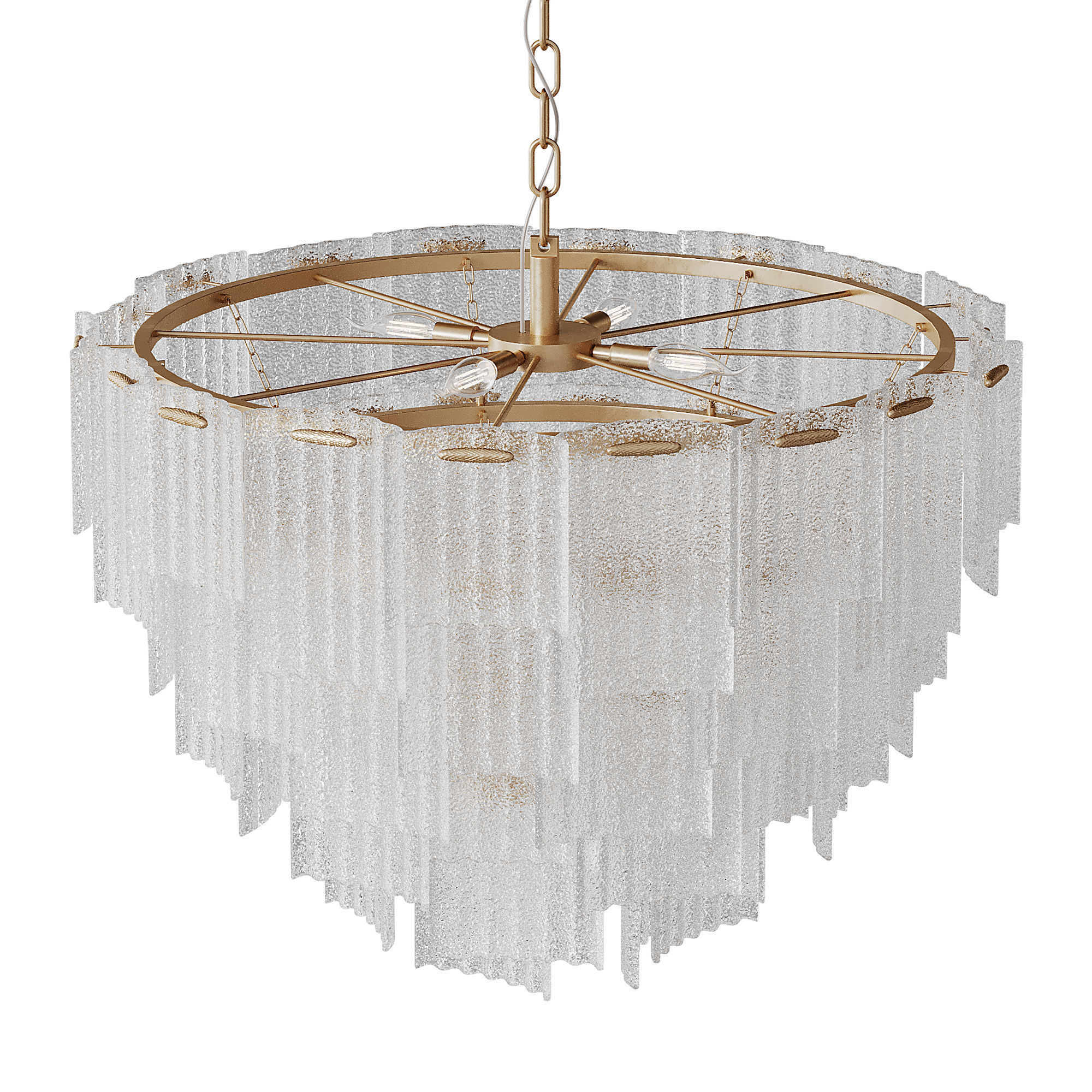 Round pendant chandelier made of ribbed glass light 3D model_4