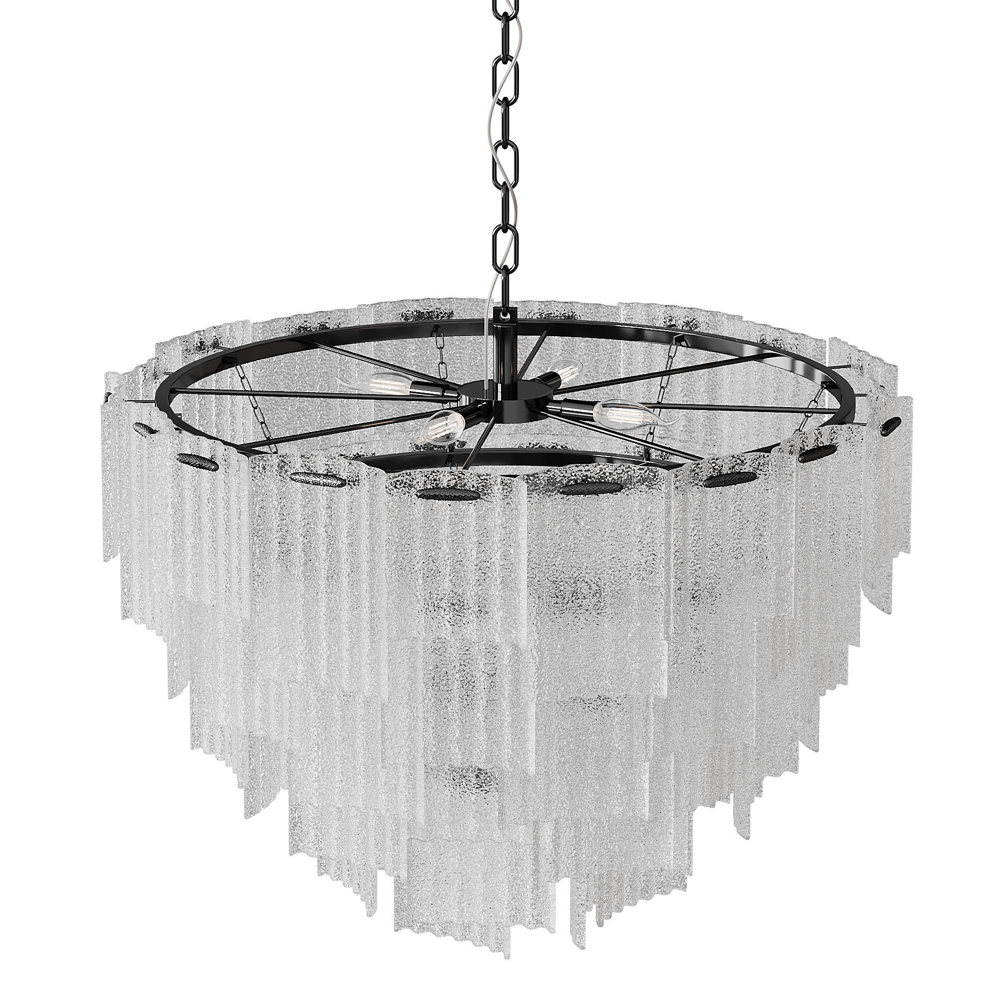 Round pendant chandelier made of ribbed glass light 3D model_12