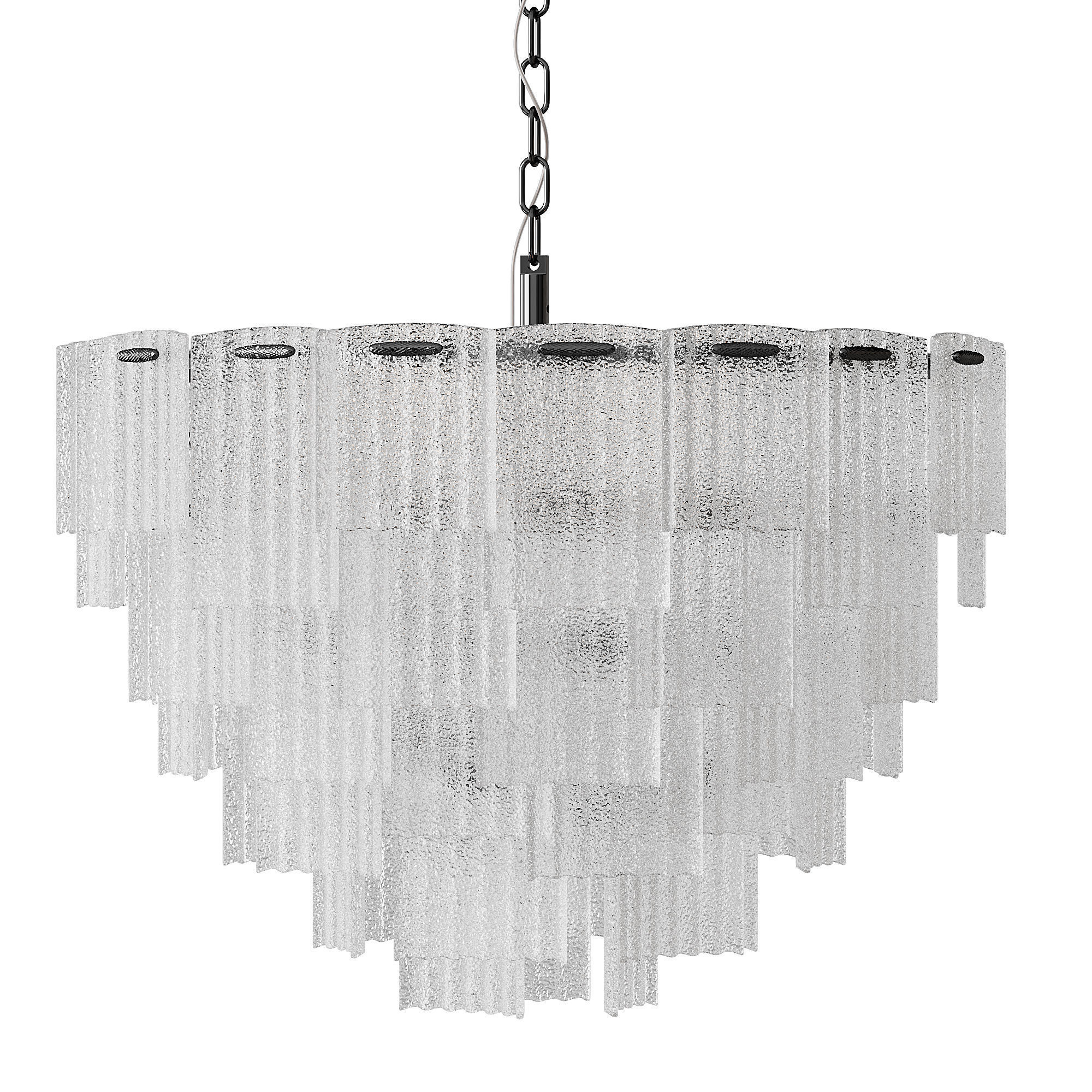 Round pendant chandelier made of ribbed glass light 3D model_11
