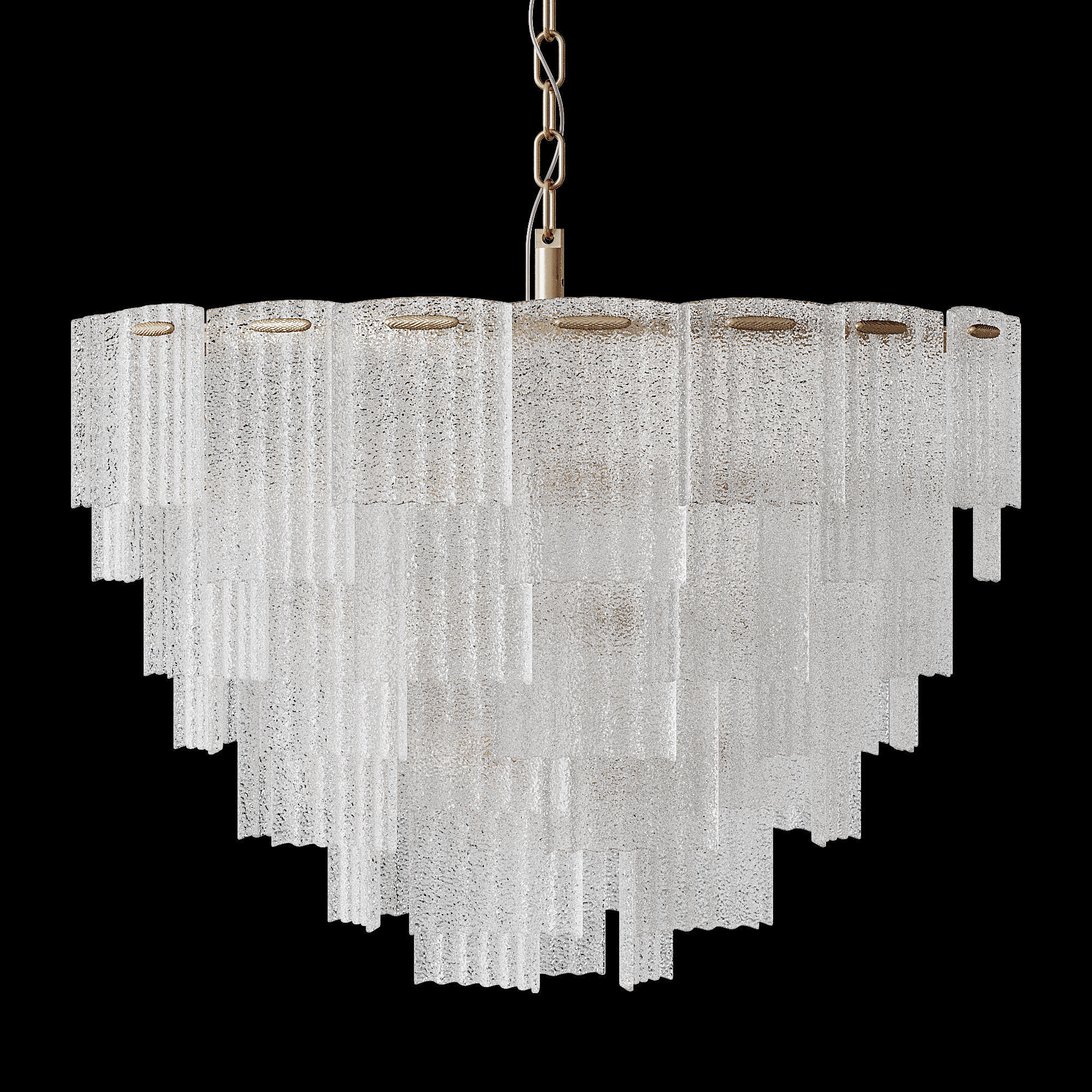 Round pendant chandelier made of ribbed glass light 3D model_1