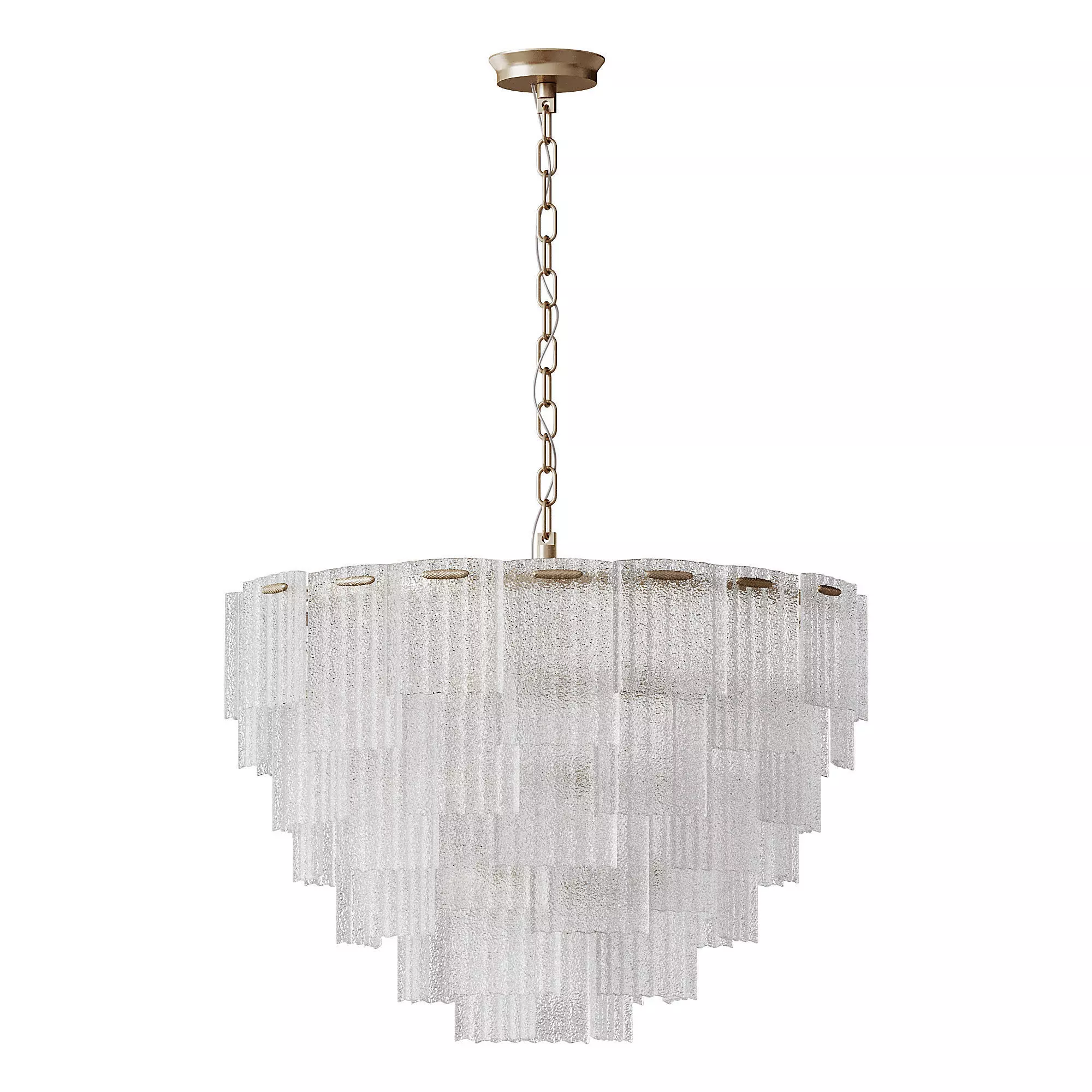 Round pendant chandelier made of ribbed glass light 3D model_0