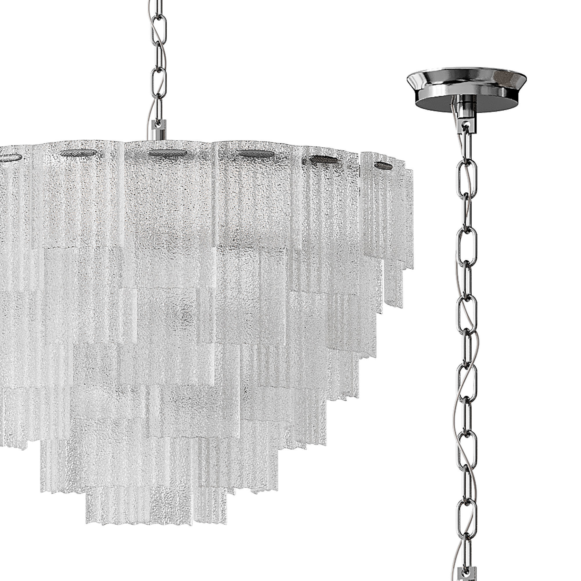 Round pendant chandelier made of ribbed glass light 3D model_5