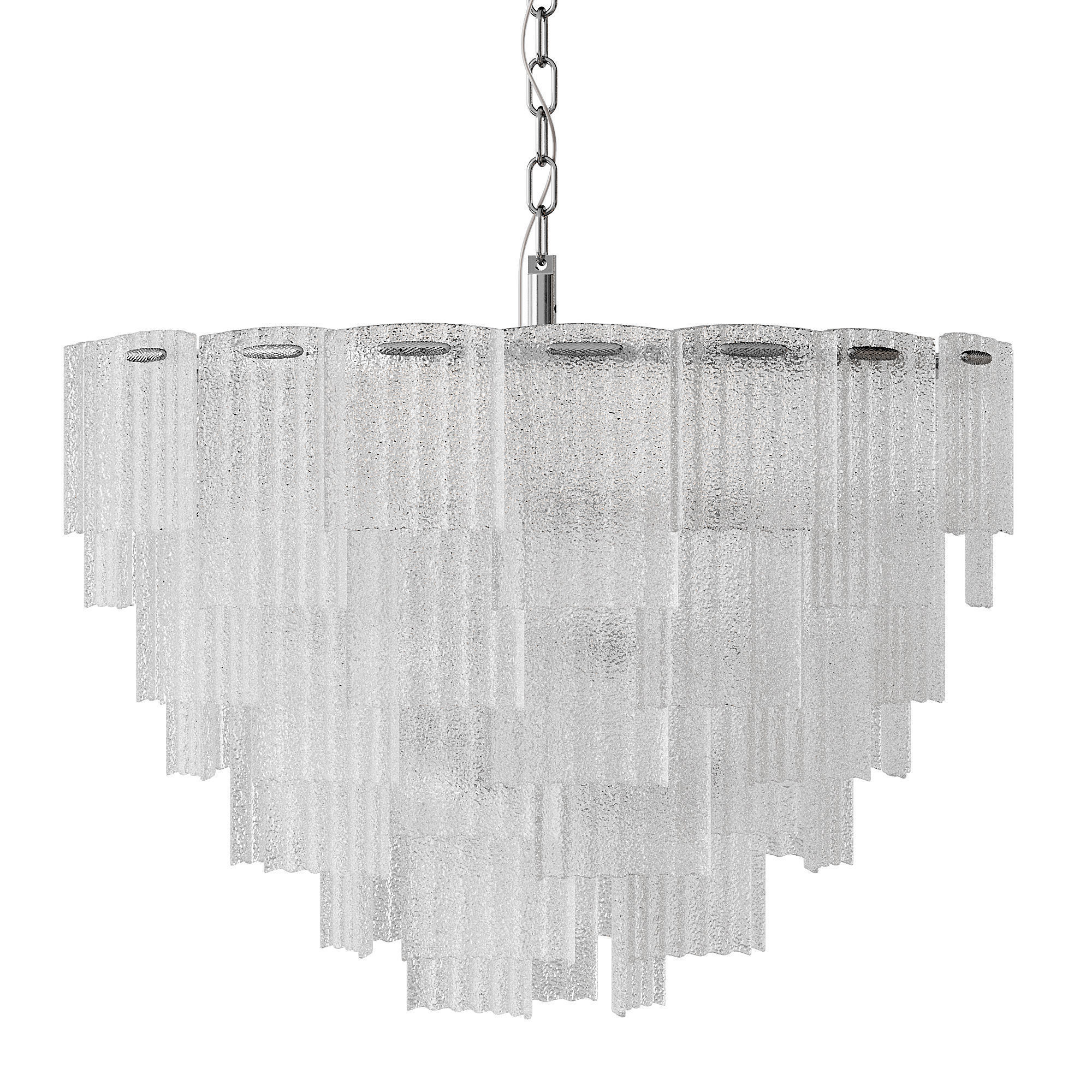 Round pendant chandelier made of ribbed glass light 3D model_10