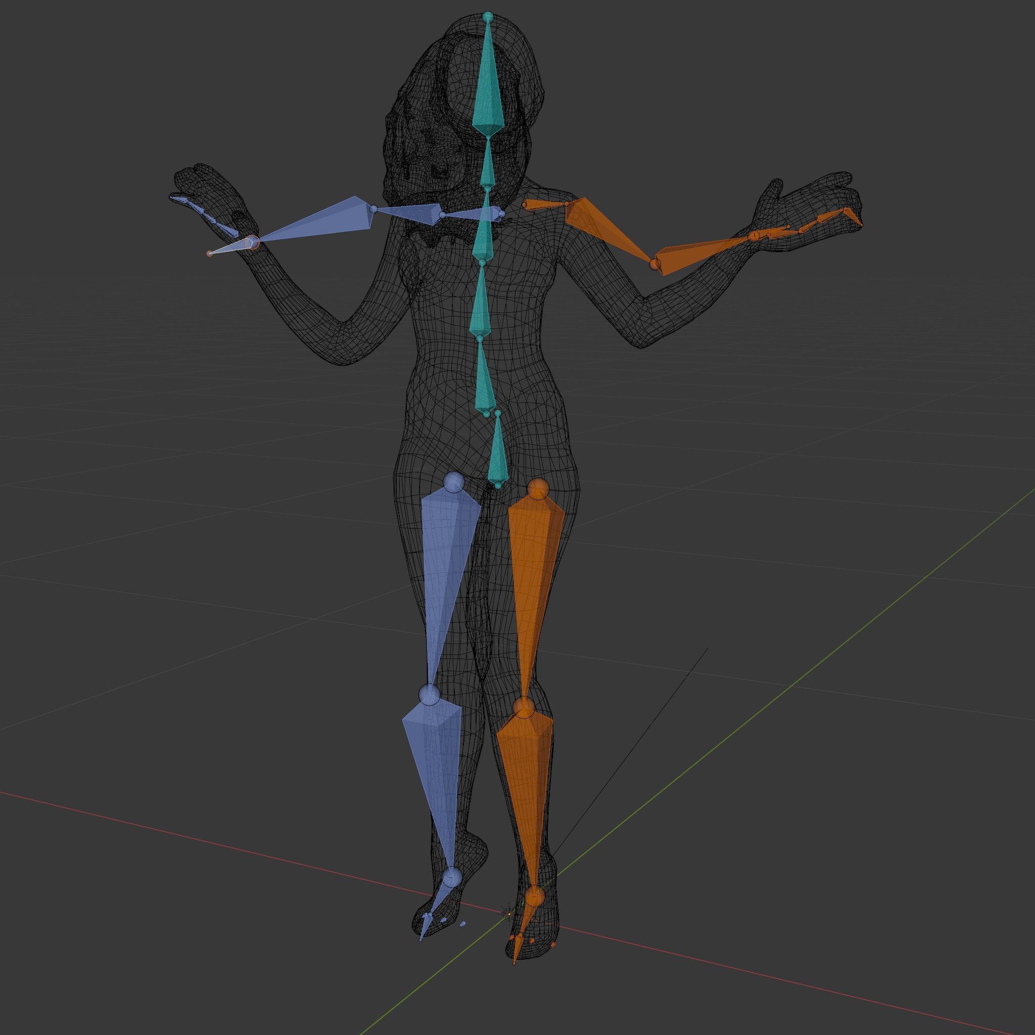 Stylized Female Character Rigged and Animated for Games Low-poly 3D model_5