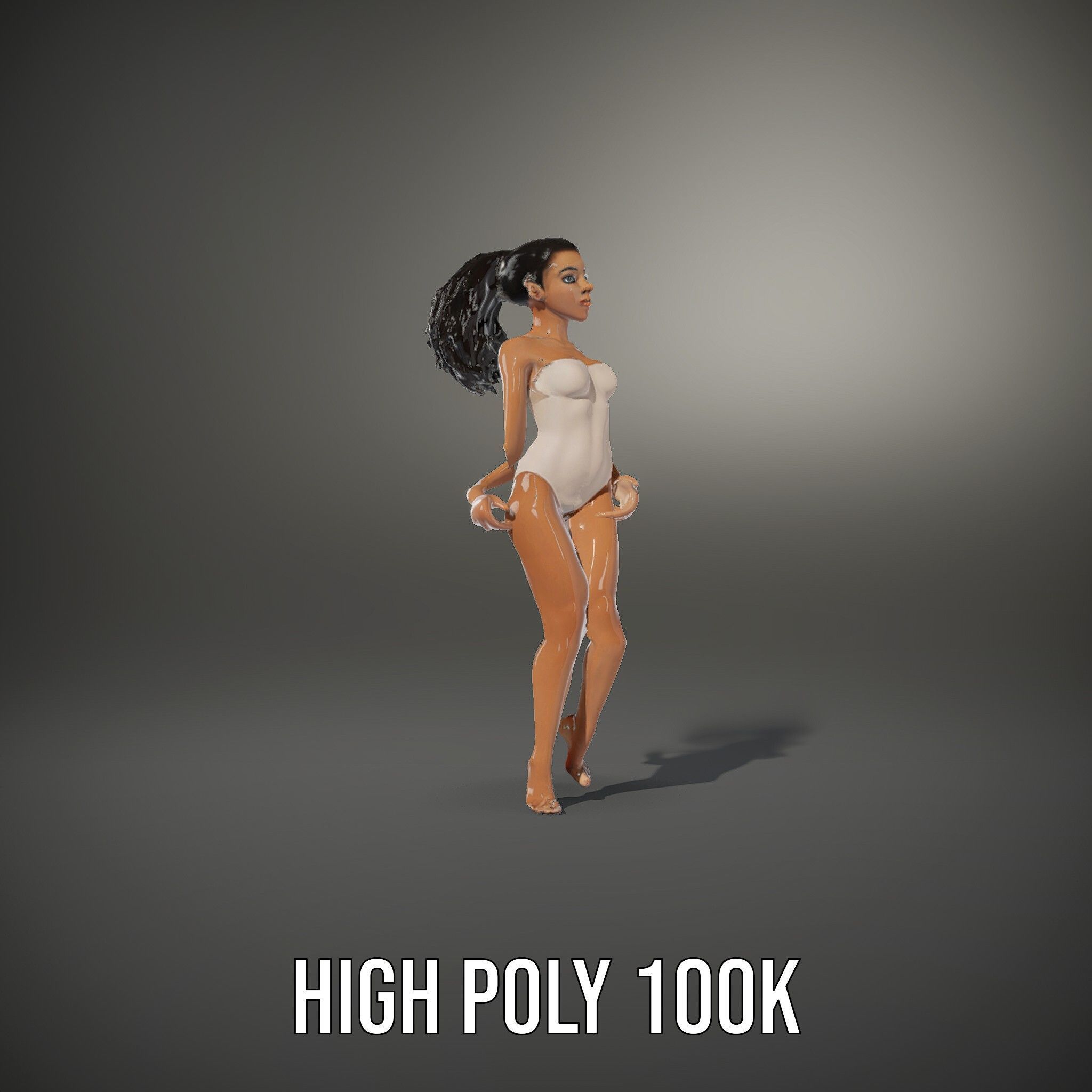 Stylized Female Character Rigged and Animated for Games Low-poly 3D model_12