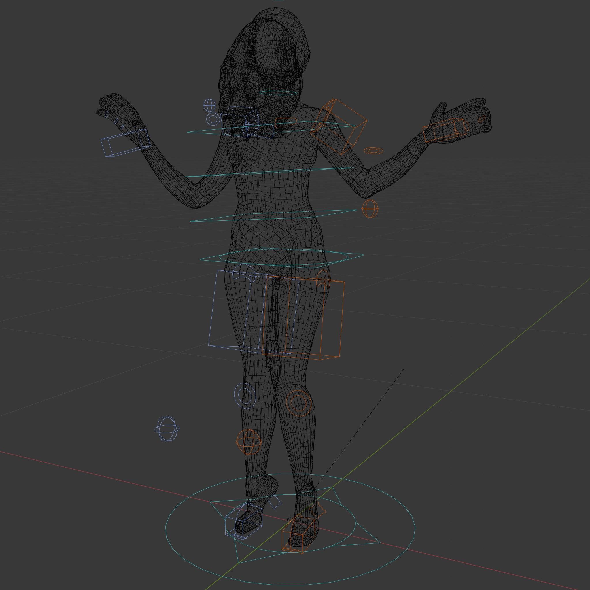 Stylized Female Character Rigged and Animated for Games Low-poly 3D model_6
