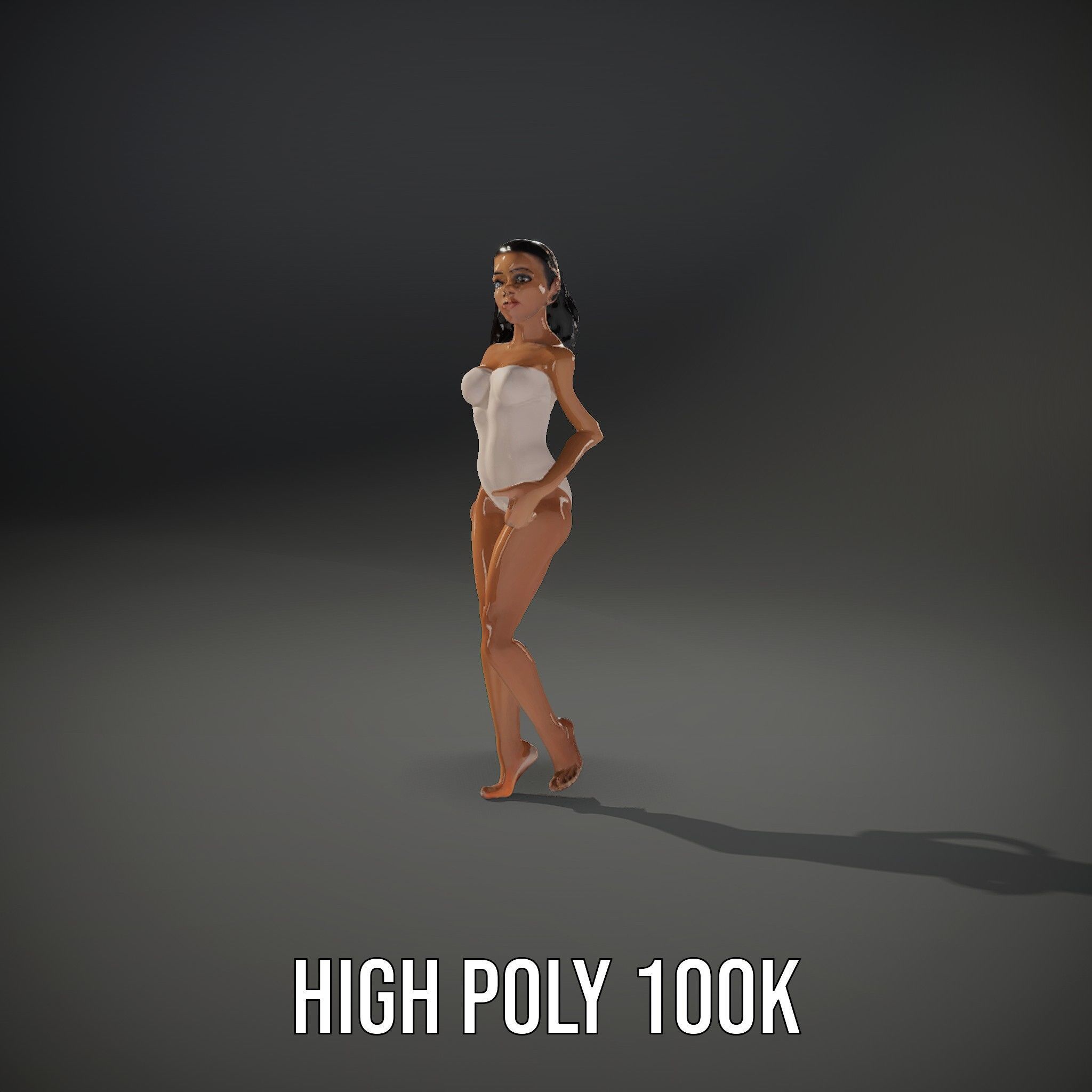 Stylized Female Character Rigged and Animated for Games Low-poly 3D model_9