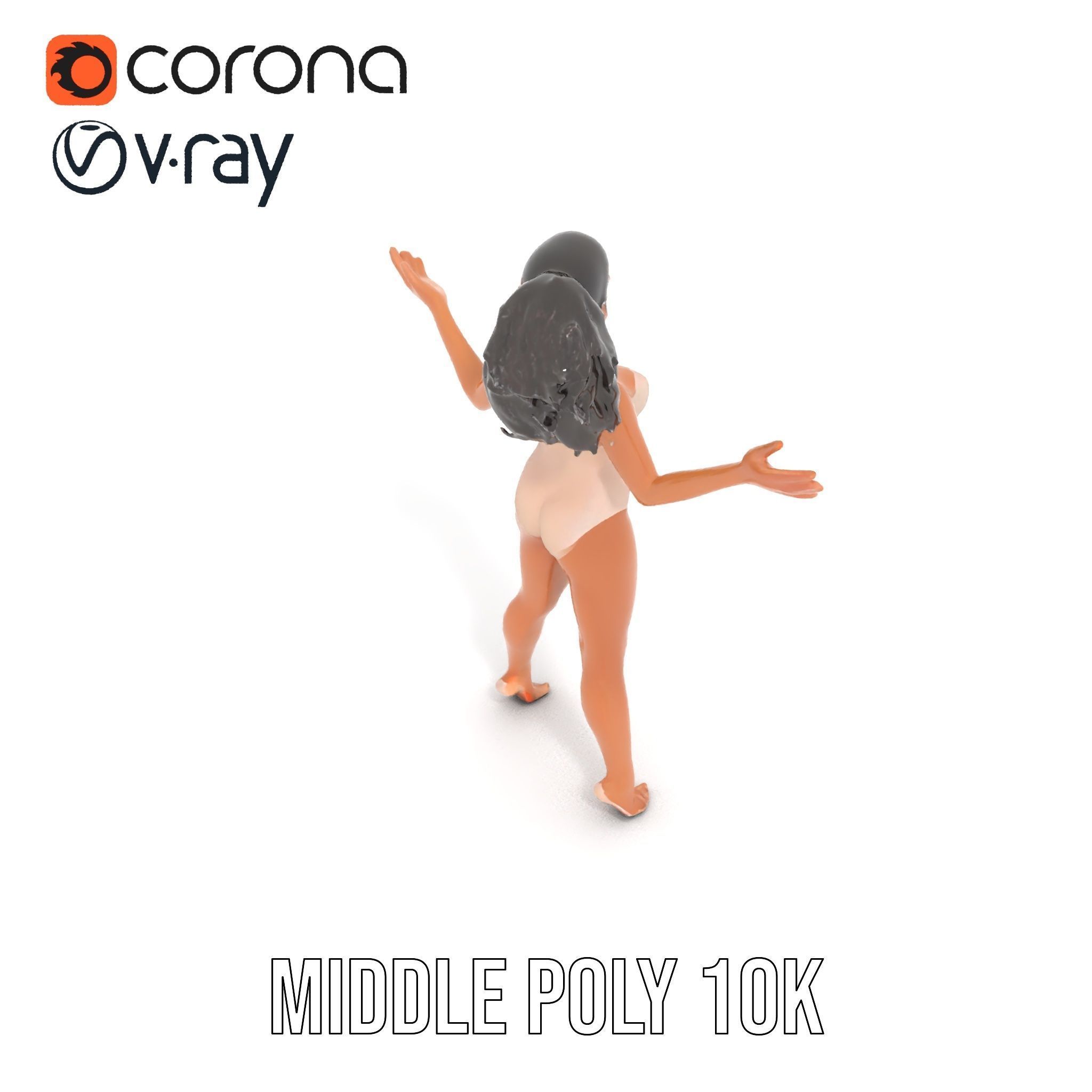 Stylized Female Character Rigged and Animated for Games Low-poly 3D model_24