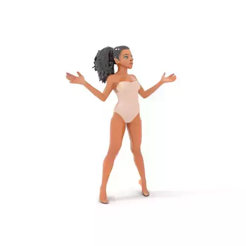 Stylized Female Character Rigged and Animated for Games