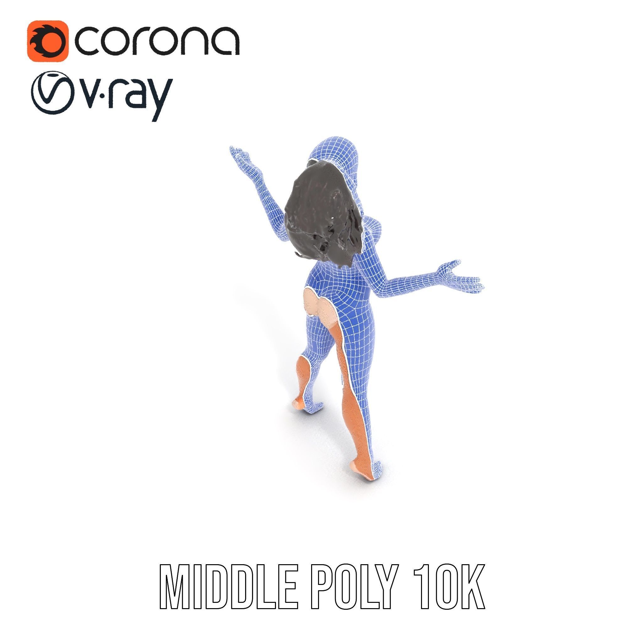 Stylized Female Character Rigged and Animated for Games Low-poly 3D model_35