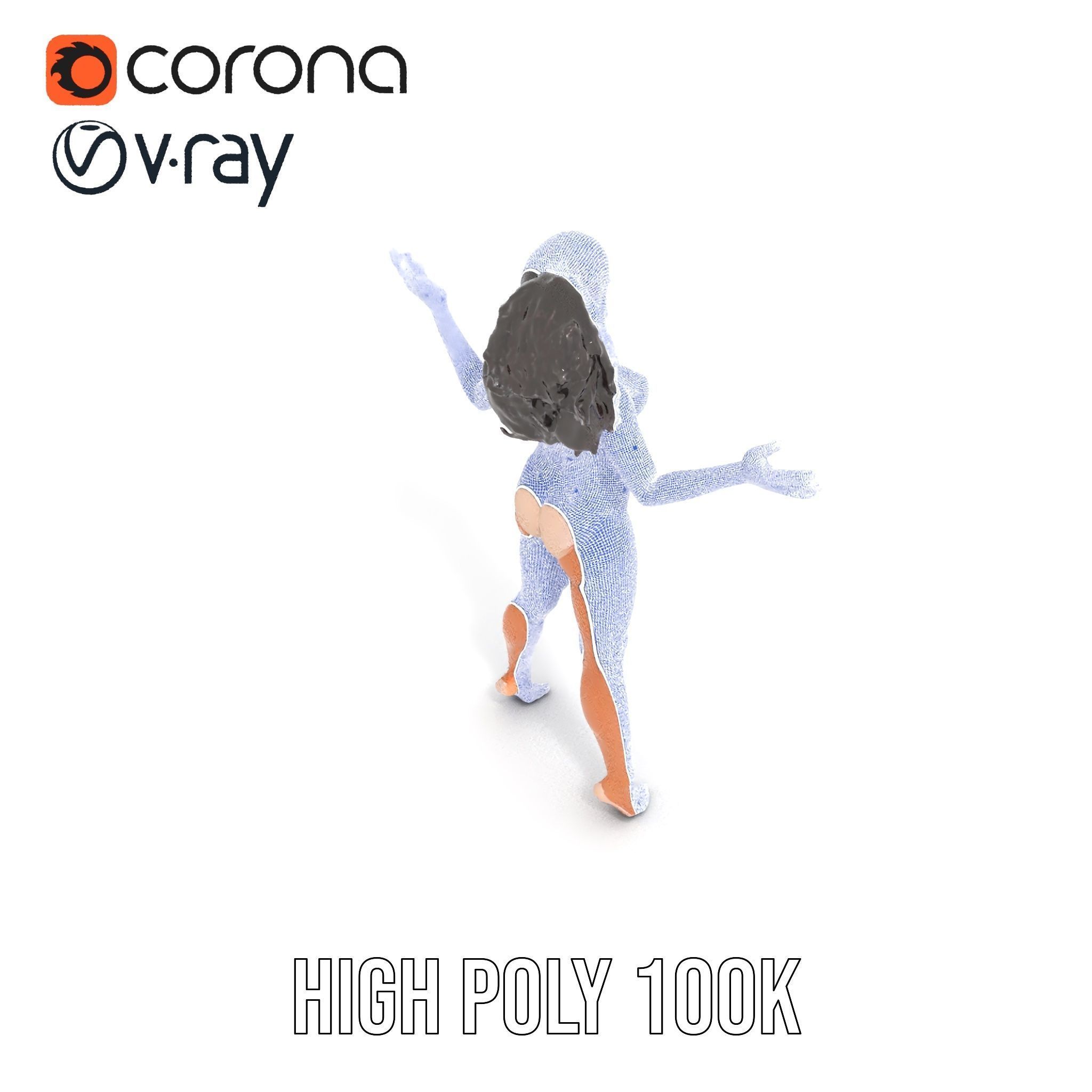 Stylized Female Character Rigged and Animated for Games Low-poly 3D model_32