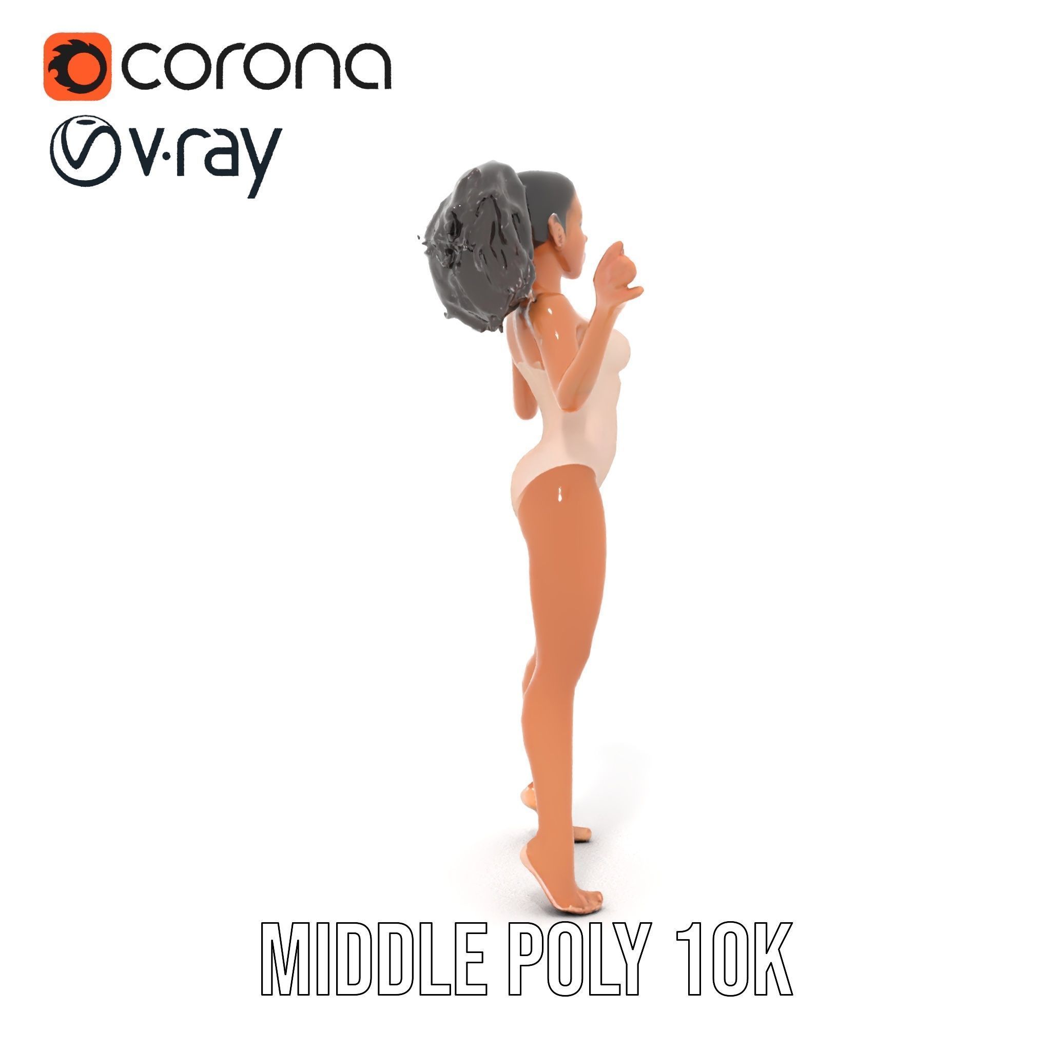 Stylized Female Character Rigged and Animated for Games Low-poly 3D model_18